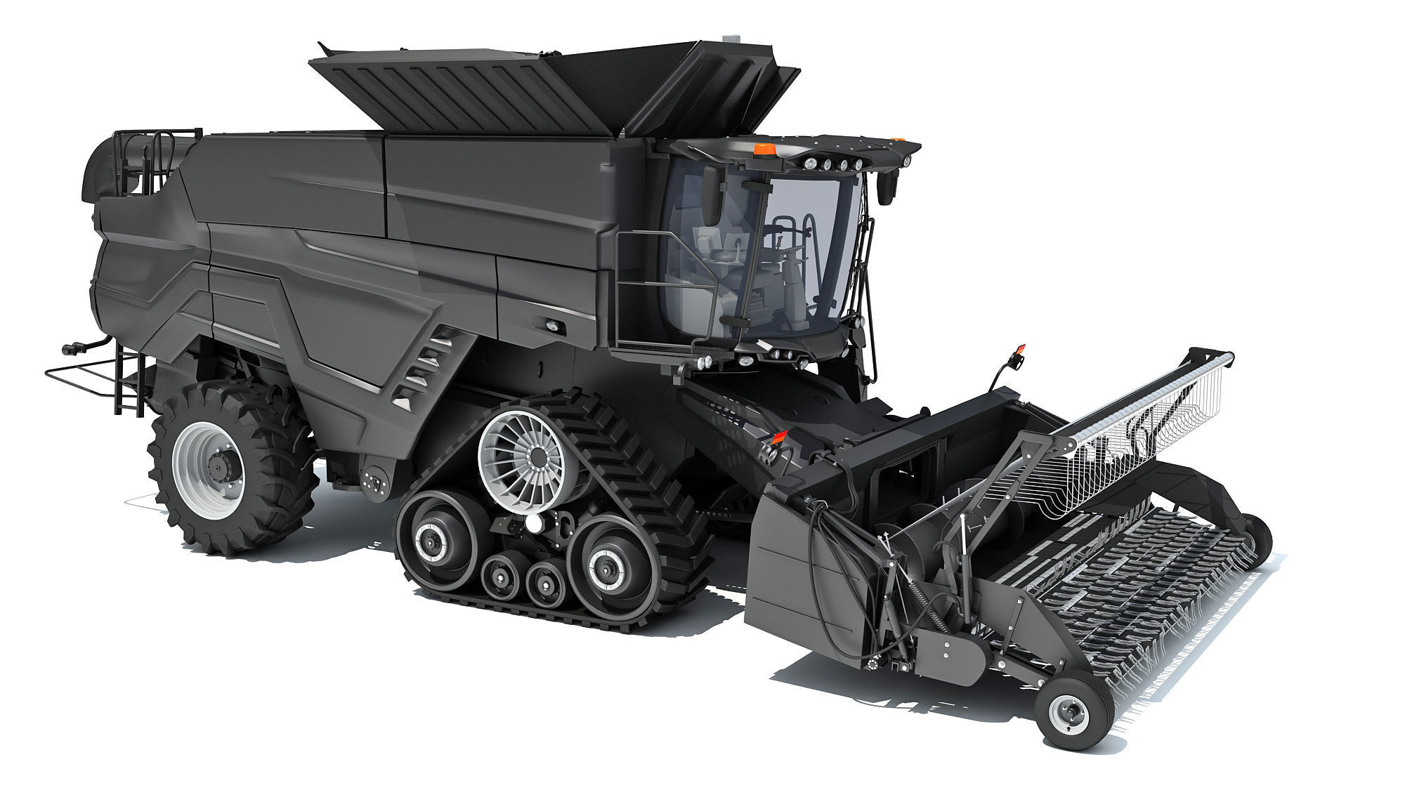 Black Combine Harvester V5 3D model_7