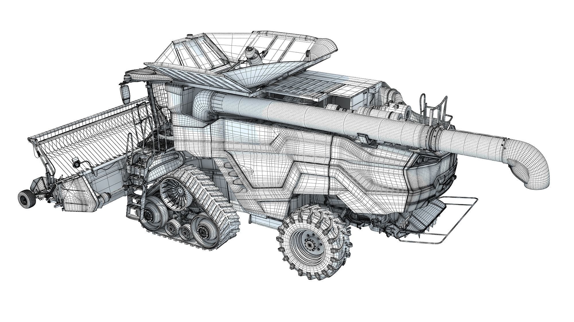 Black Combine Harvester V5 3D model_18