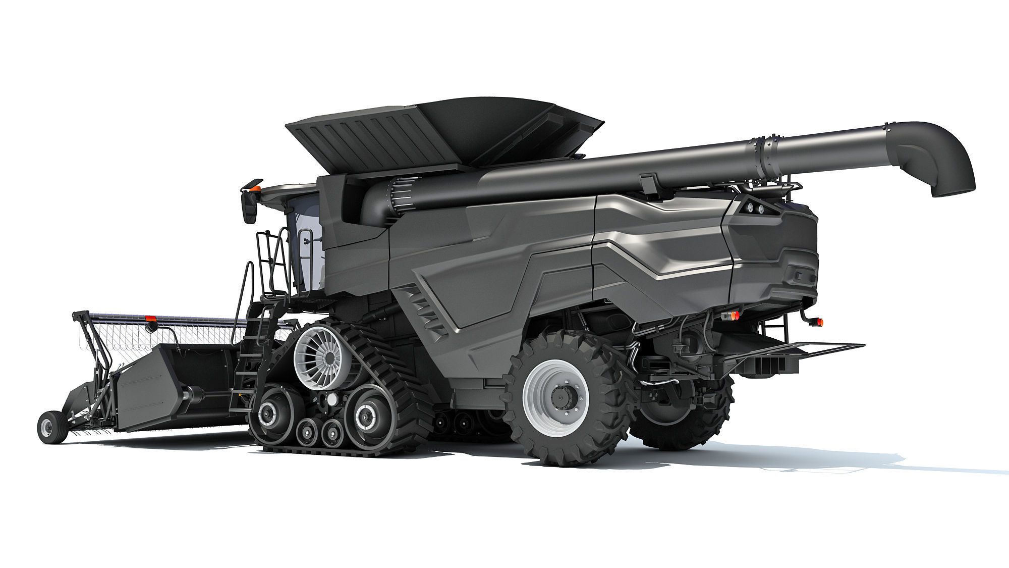 Black Combine Harvester V5 3D model_3