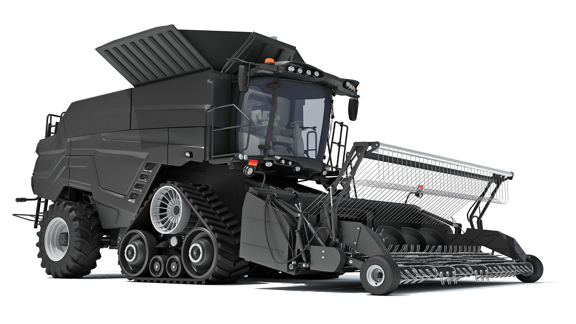 Black Combine Harvester V5 3D model_8