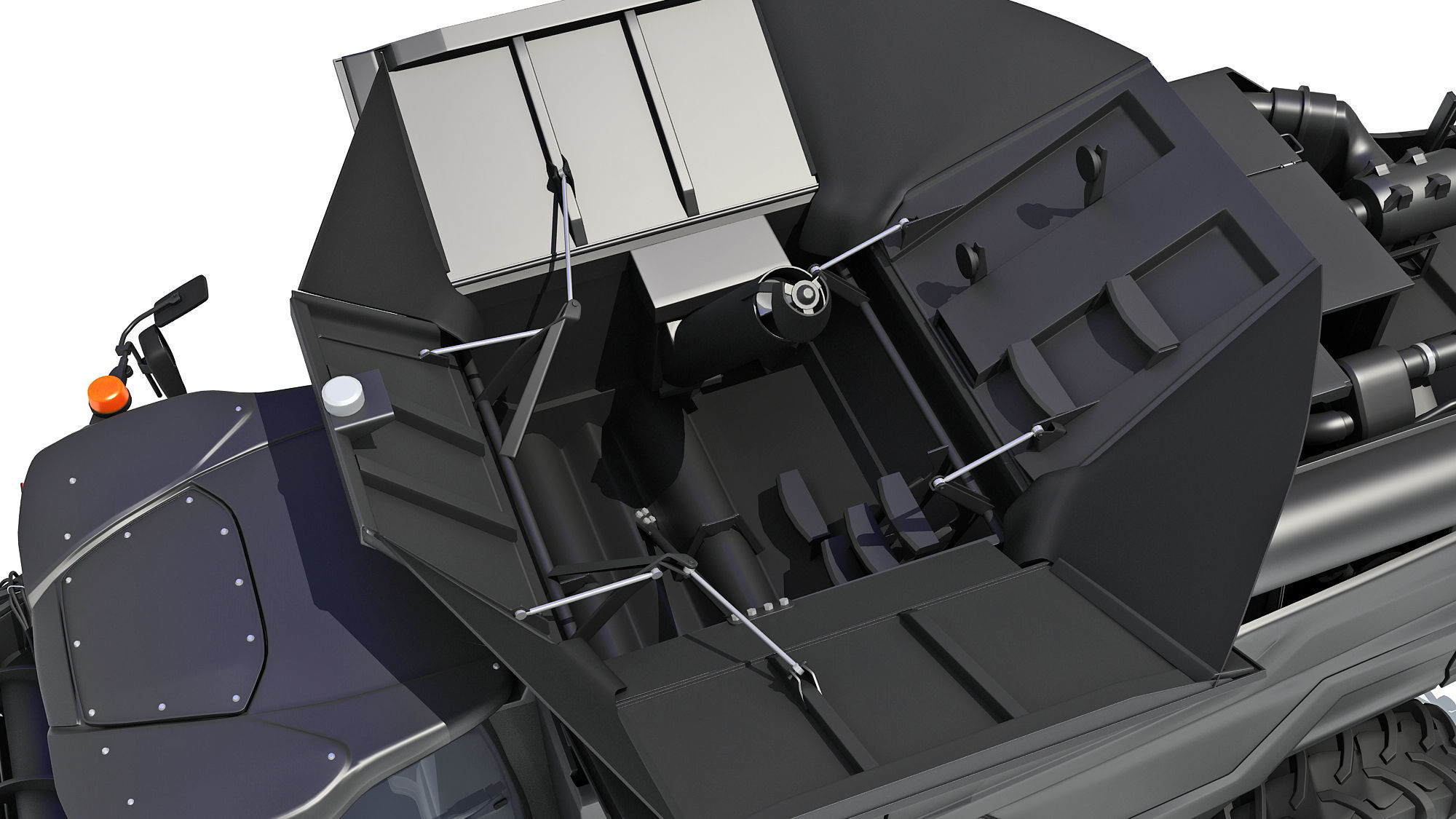 Black Combine Harvester V5 3D model_14