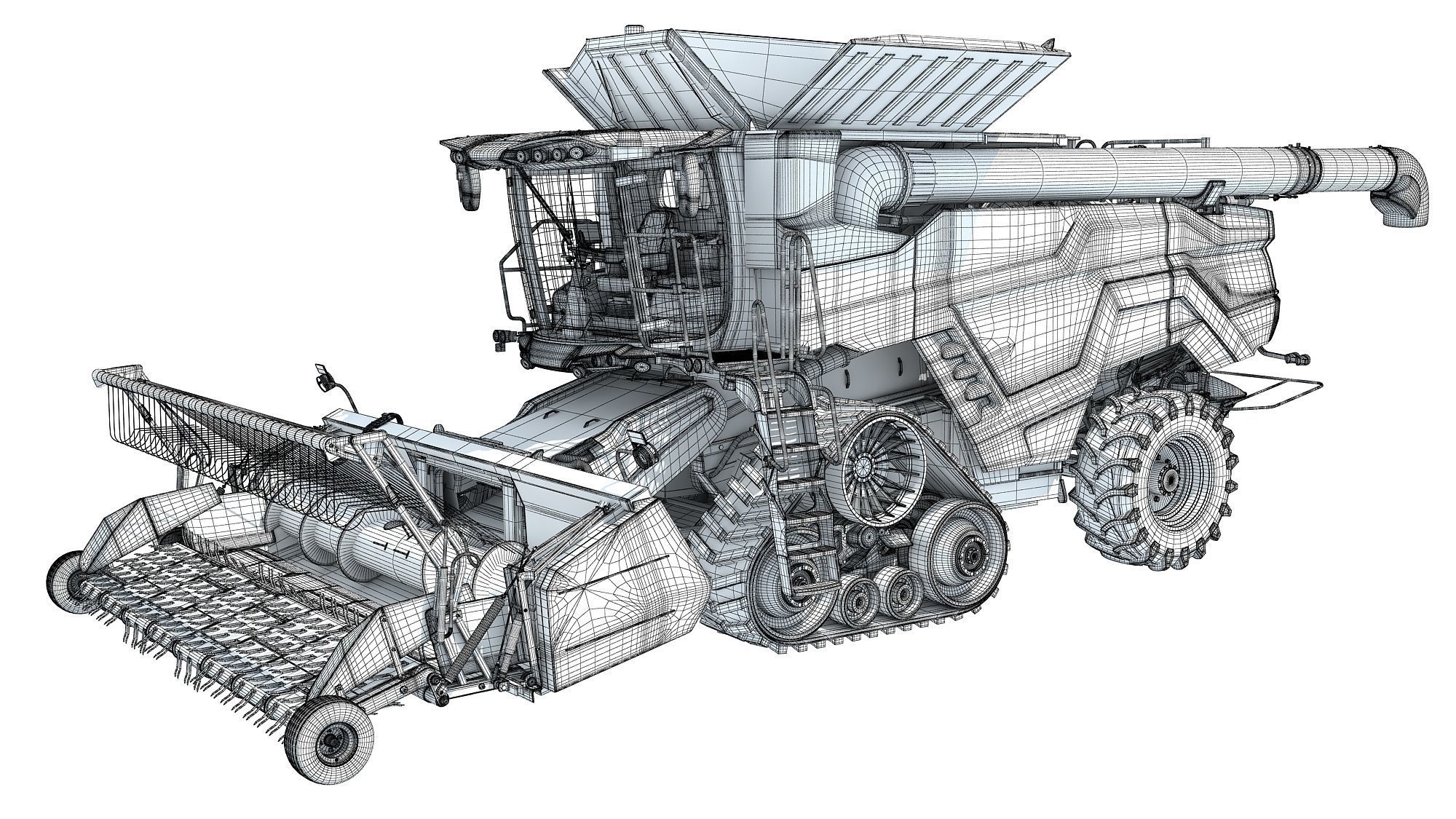 Black Combine Harvester V5 3D model_17