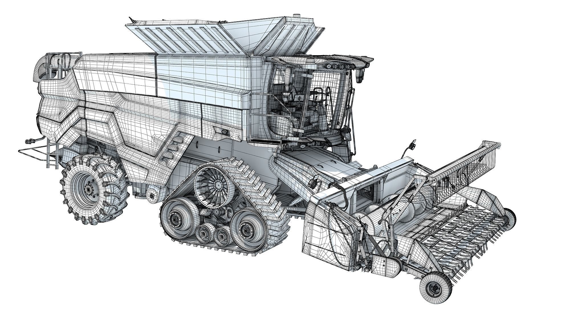 Black Combine Harvester V5 3D model_20