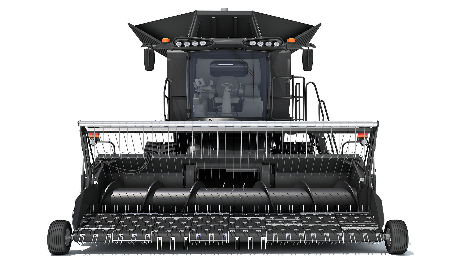 Black Combine Harvester V5 3D model_10