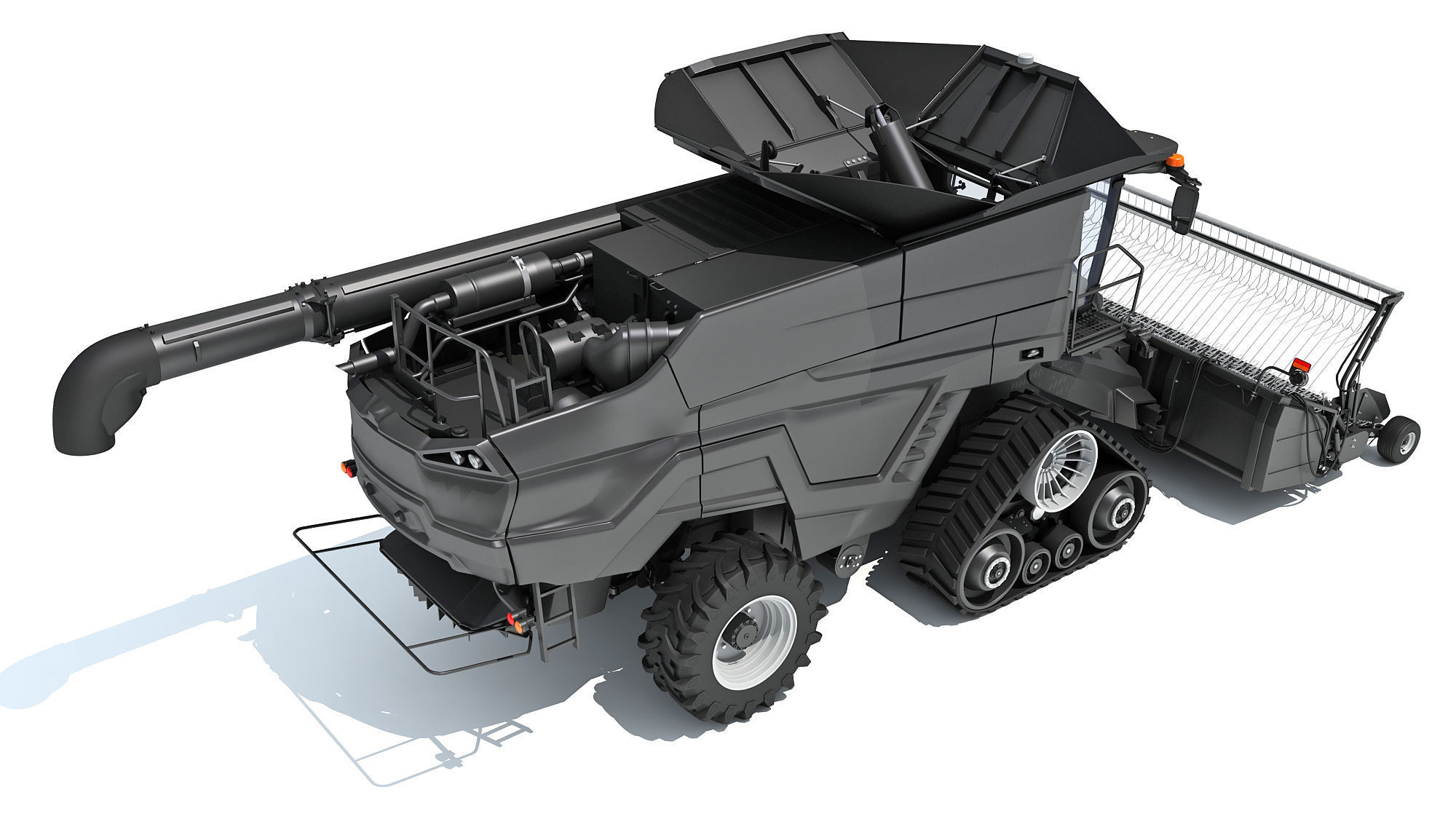 Black Combine Harvester V5 3D model_5