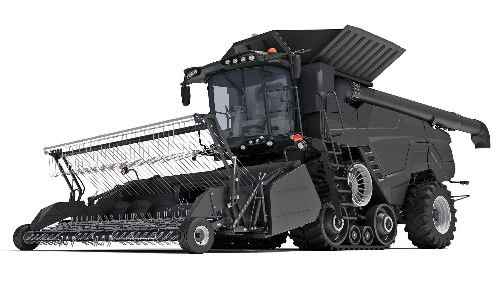Black Combine Harvester V5 3D model_11