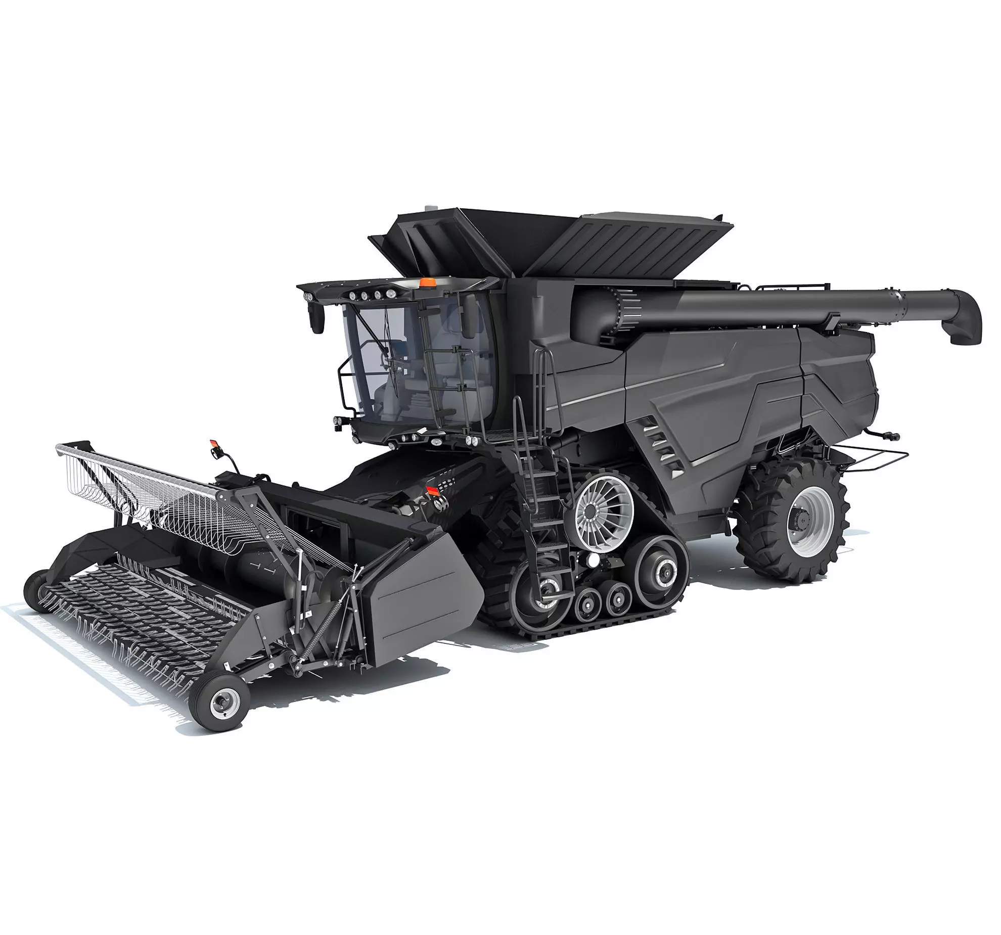 Black Combine Harvester V5 3D model_0