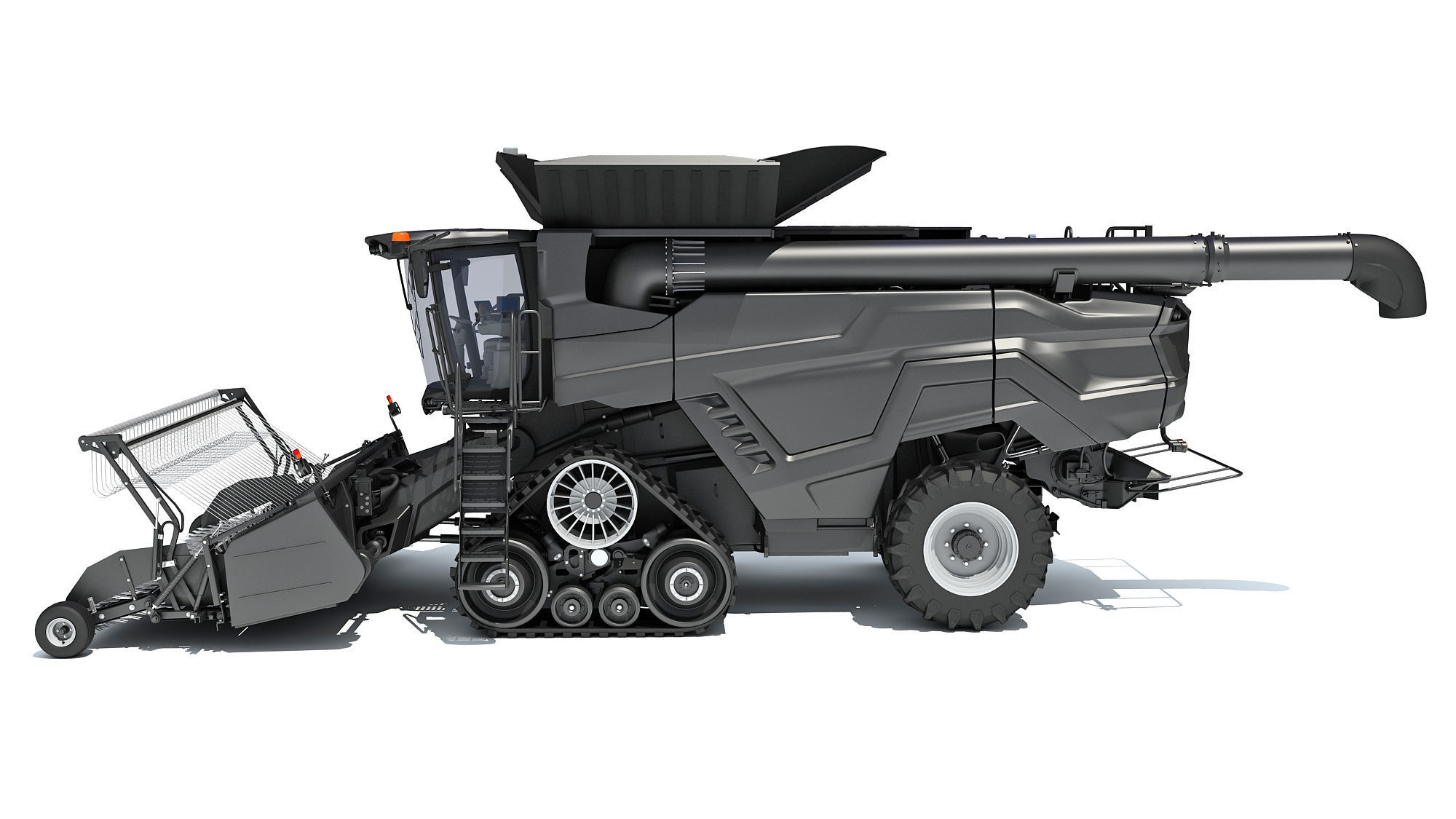 Black Combine Harvester V5 3D model_1