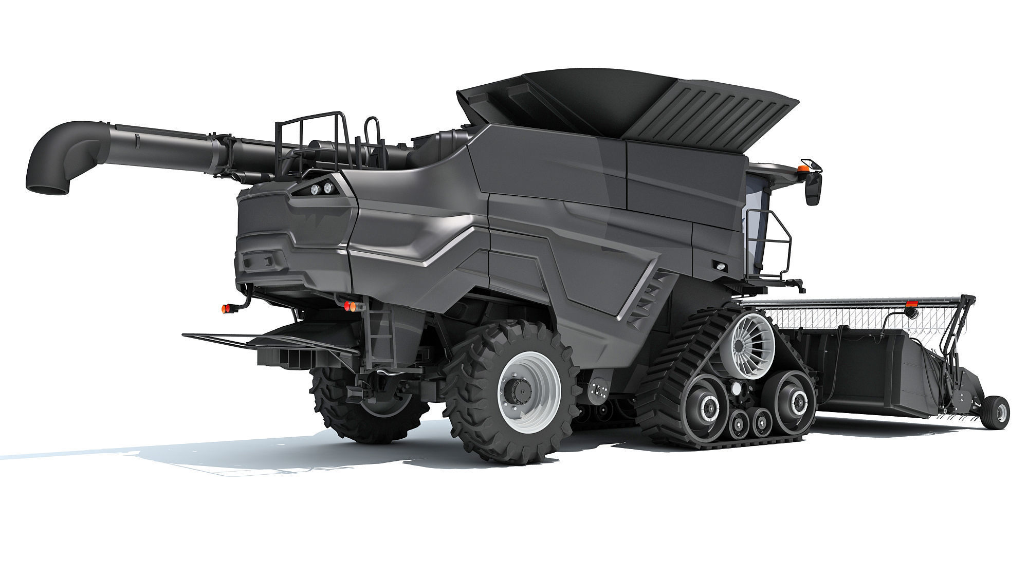 Black Combine Harvester V5 3D model_4