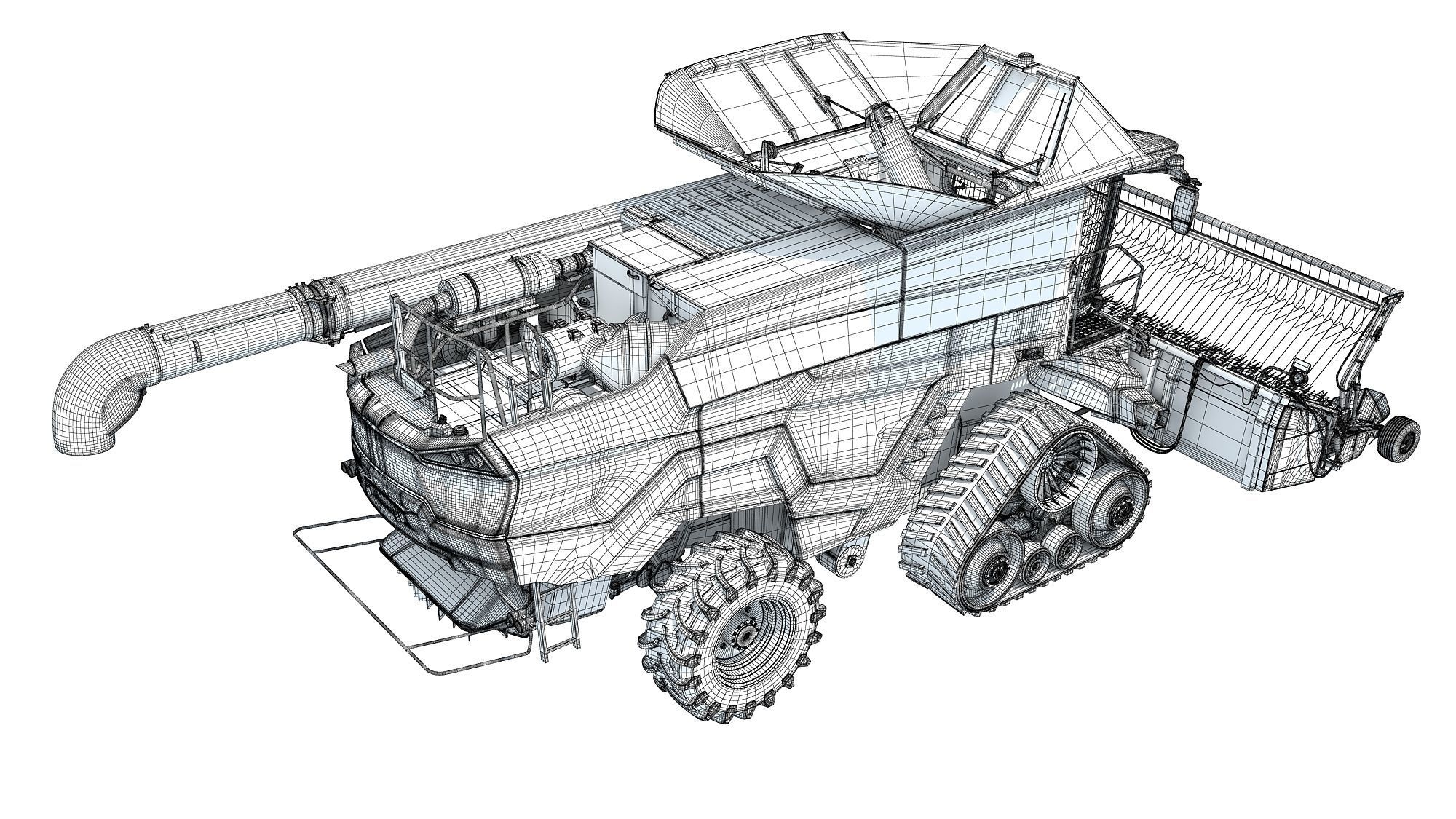 Black Combine Harvester V5 3D model_19
