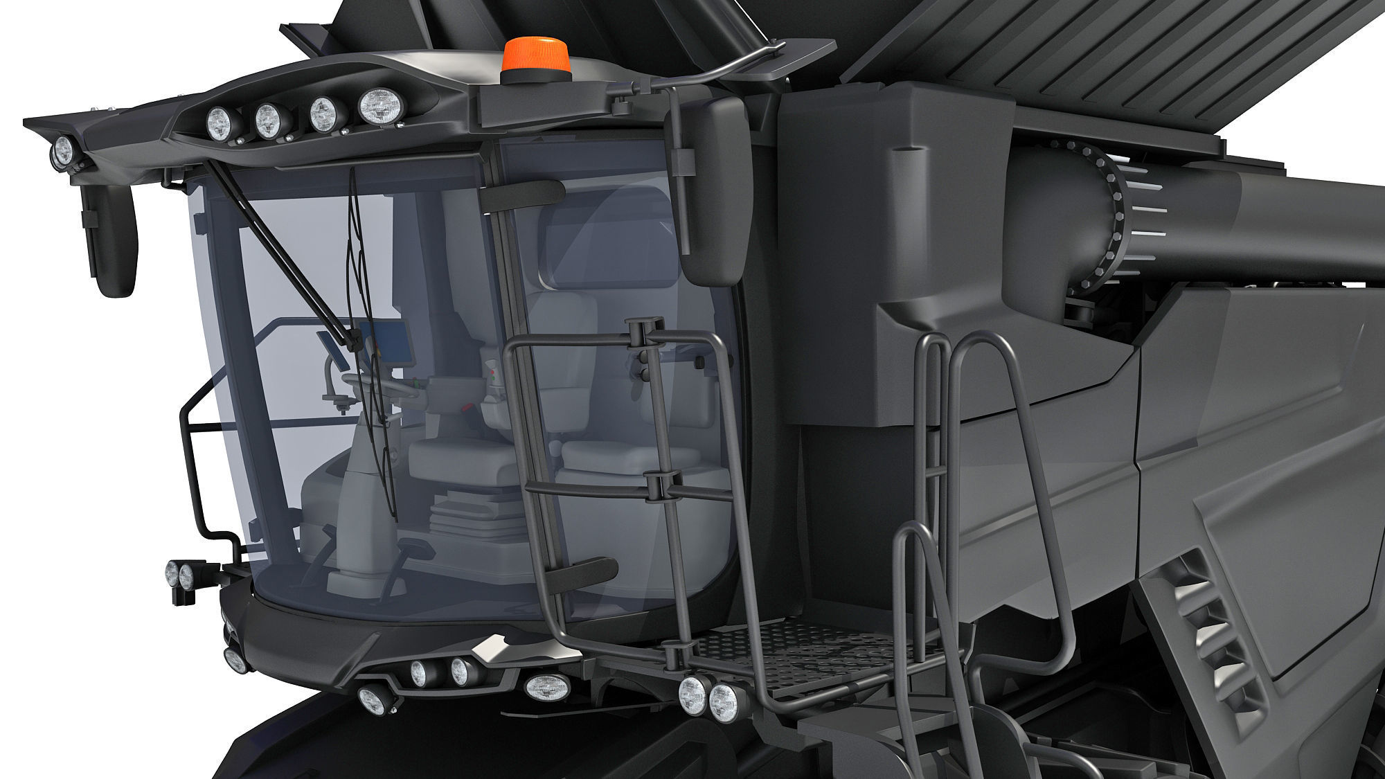 Black Combine Harvester V5 3D model_13
