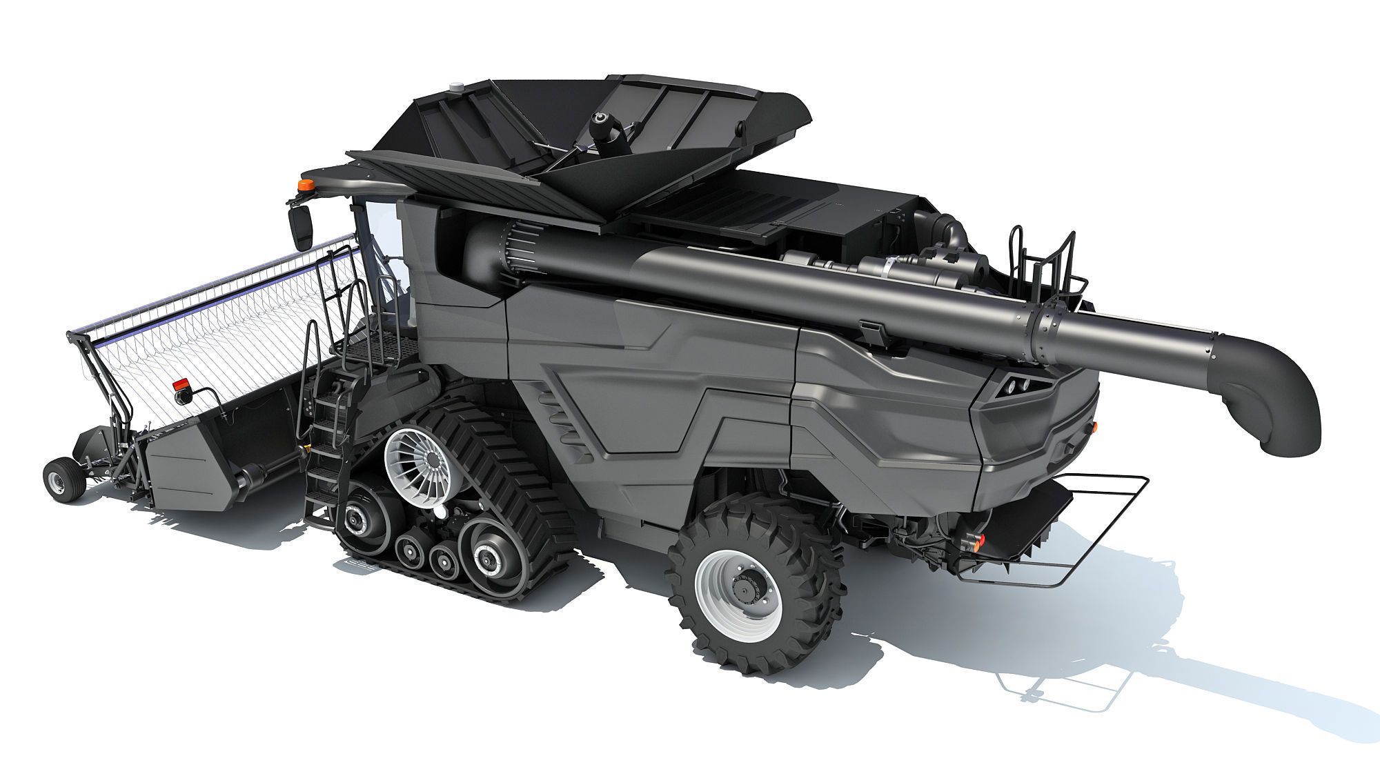 Black Combine Harvester V5 3D model_2
