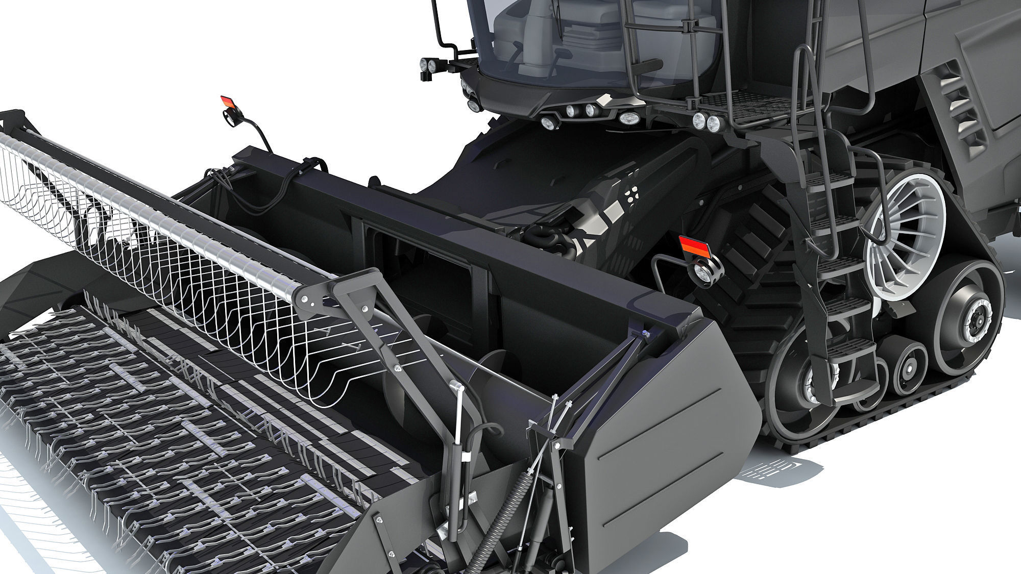 Black Combine Harvester V5 3D model_12