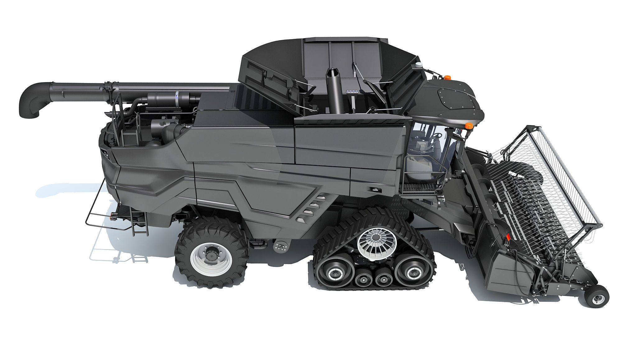 Black Combine Harvester V5 3D model_6