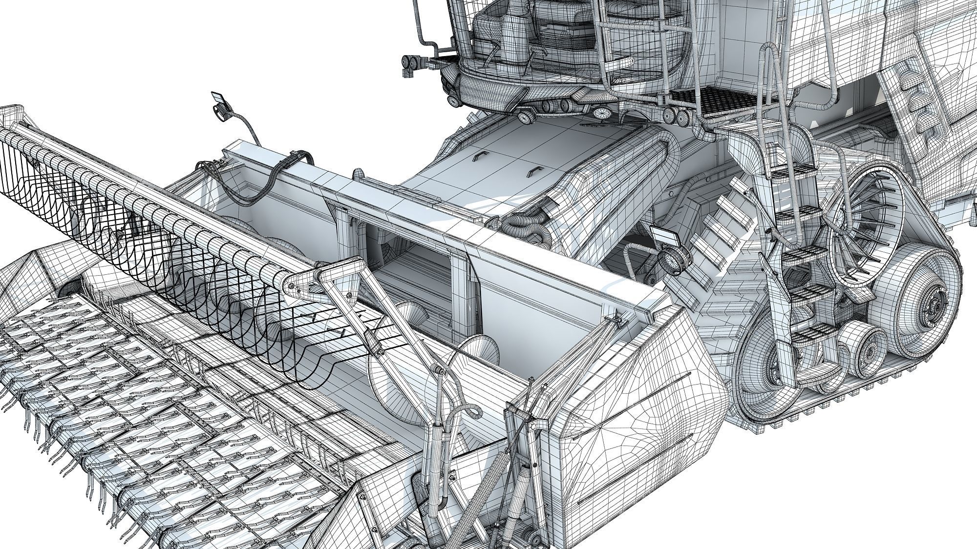 Black Combine Harvester V5 3D model_21