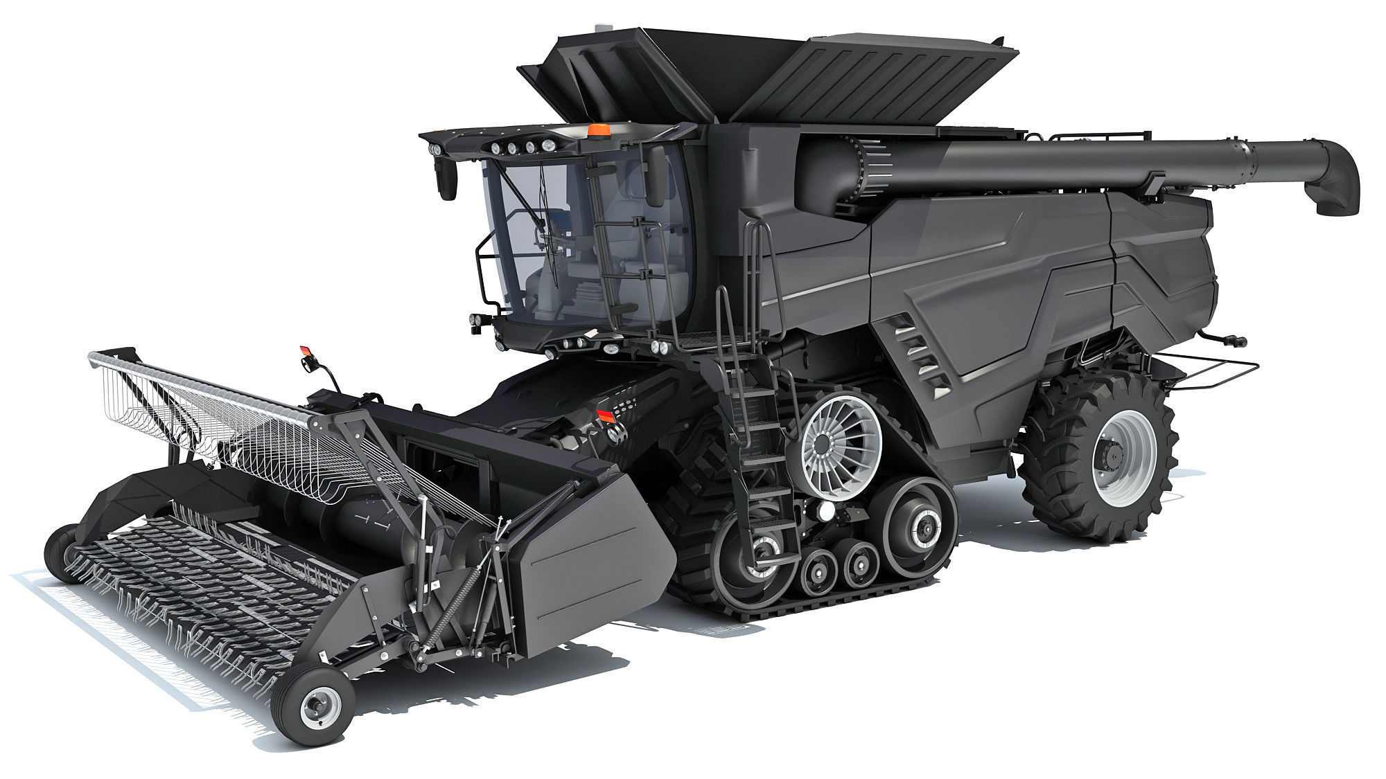 Black Combine Harvester V5 3D model_9