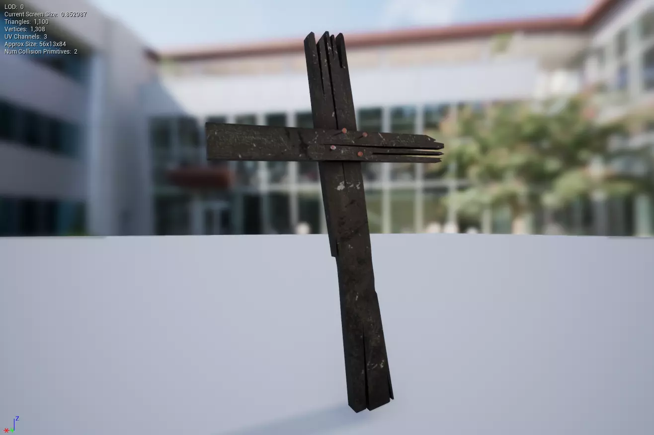 Handmade Old Cross - PBR Low-poly 3D model_0