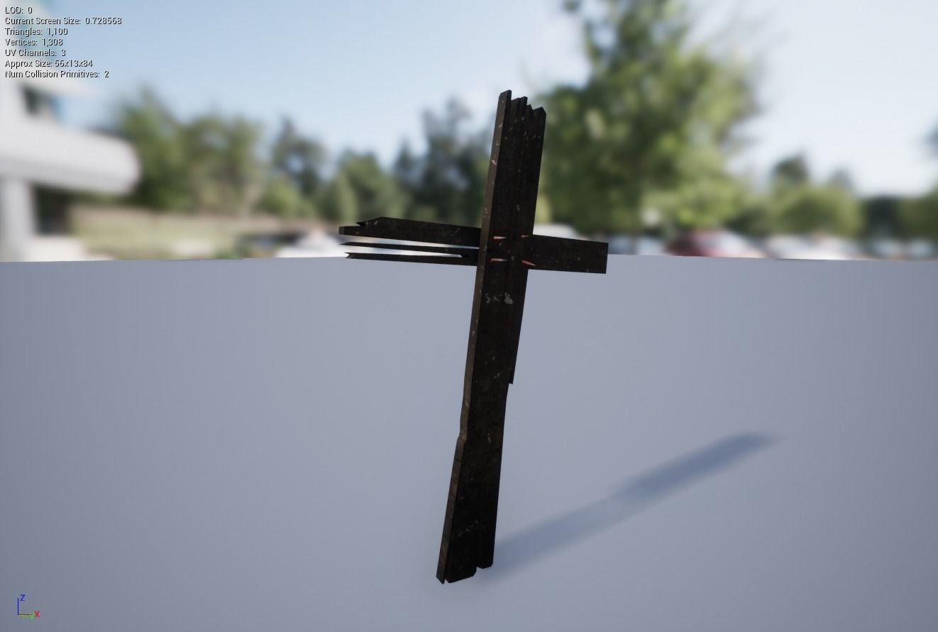 Handmade Old Cross - PBR Low-poly 3D model_2
