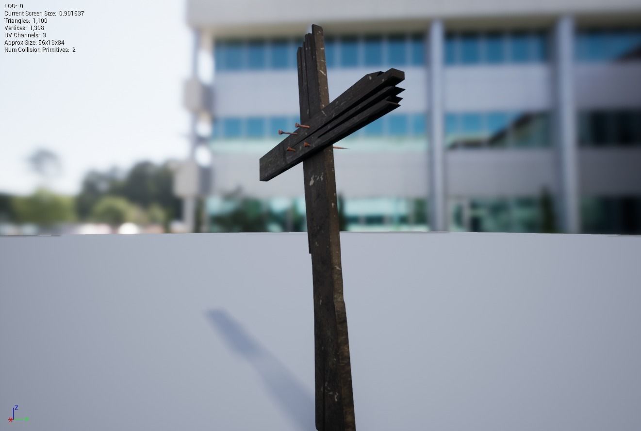 Handmade Old Cross - PBR Low-poly 3D model_1