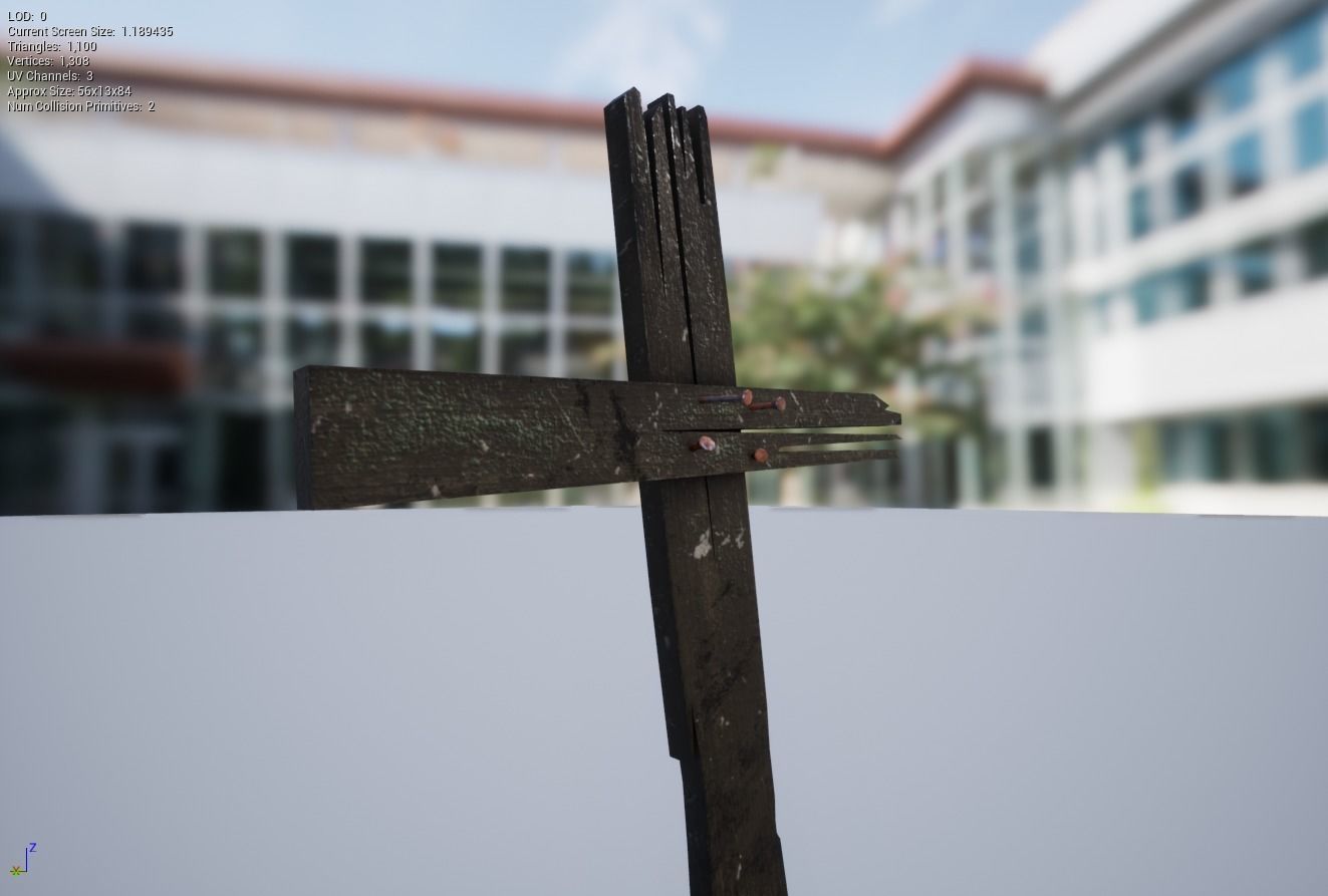 Handmade Old Cross - PBR Low-poly 3D model_3