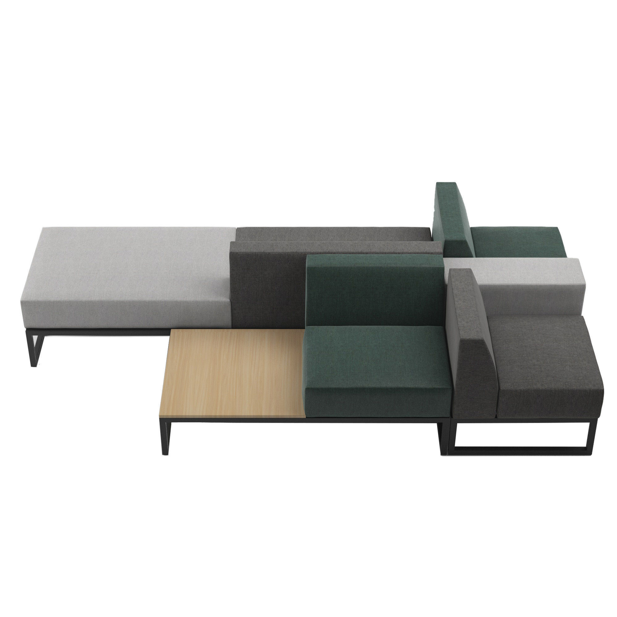 Brick modular Island sofa 3D model_2