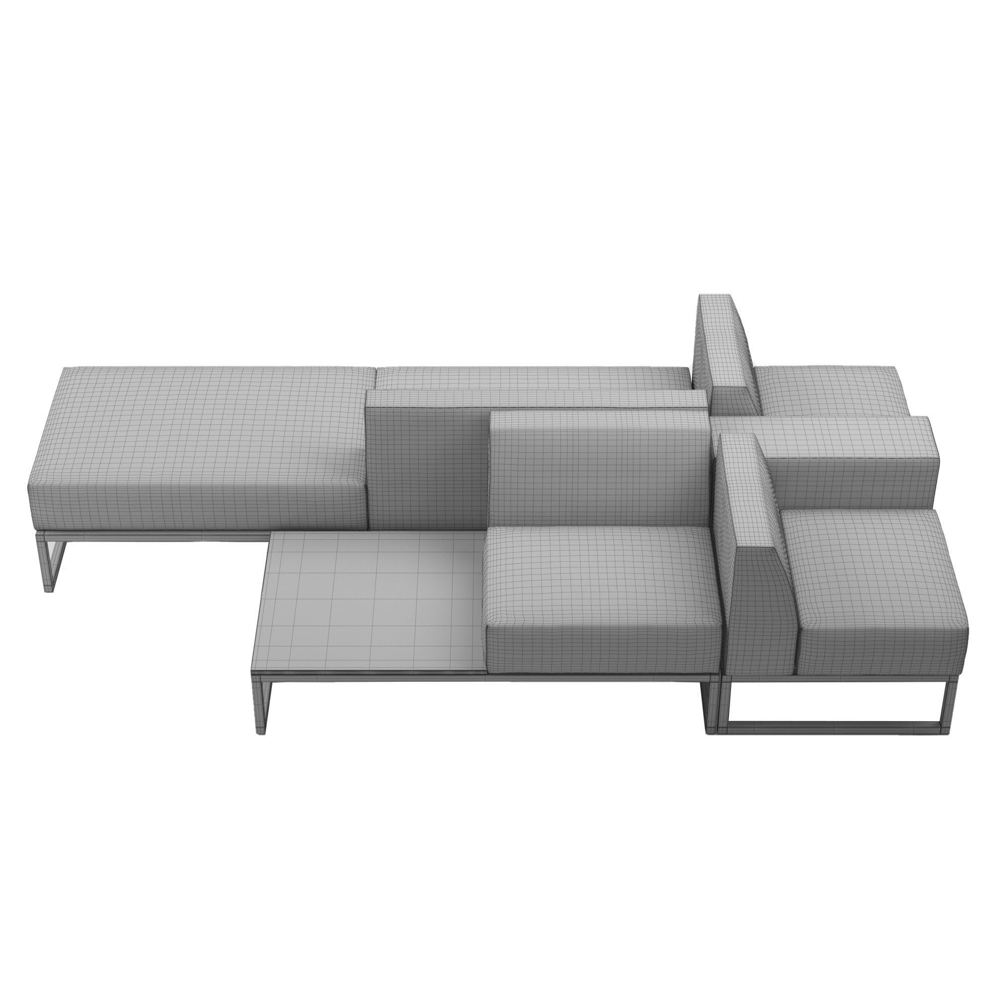 Brick modular Island sofa 3D model_9