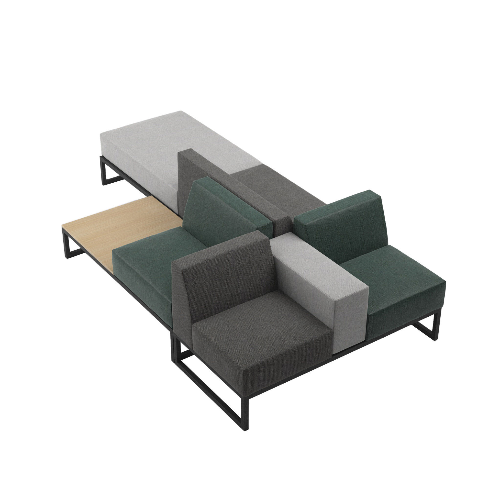 Brick modular Island sofa 3D model_3