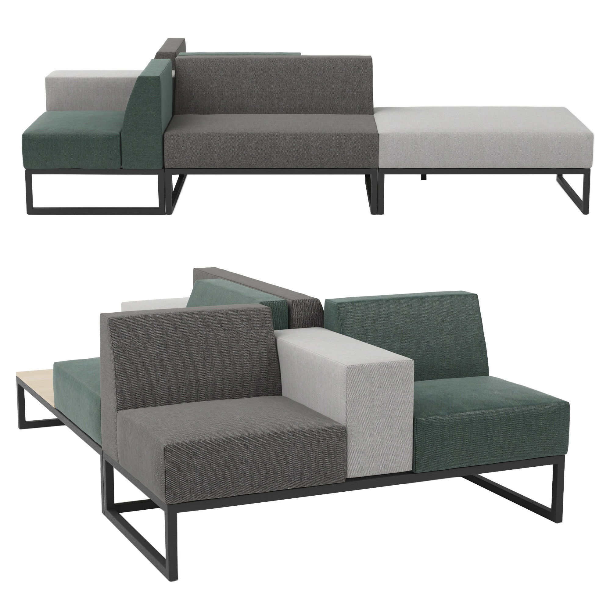 Brick modular Island sofa 3D model_1