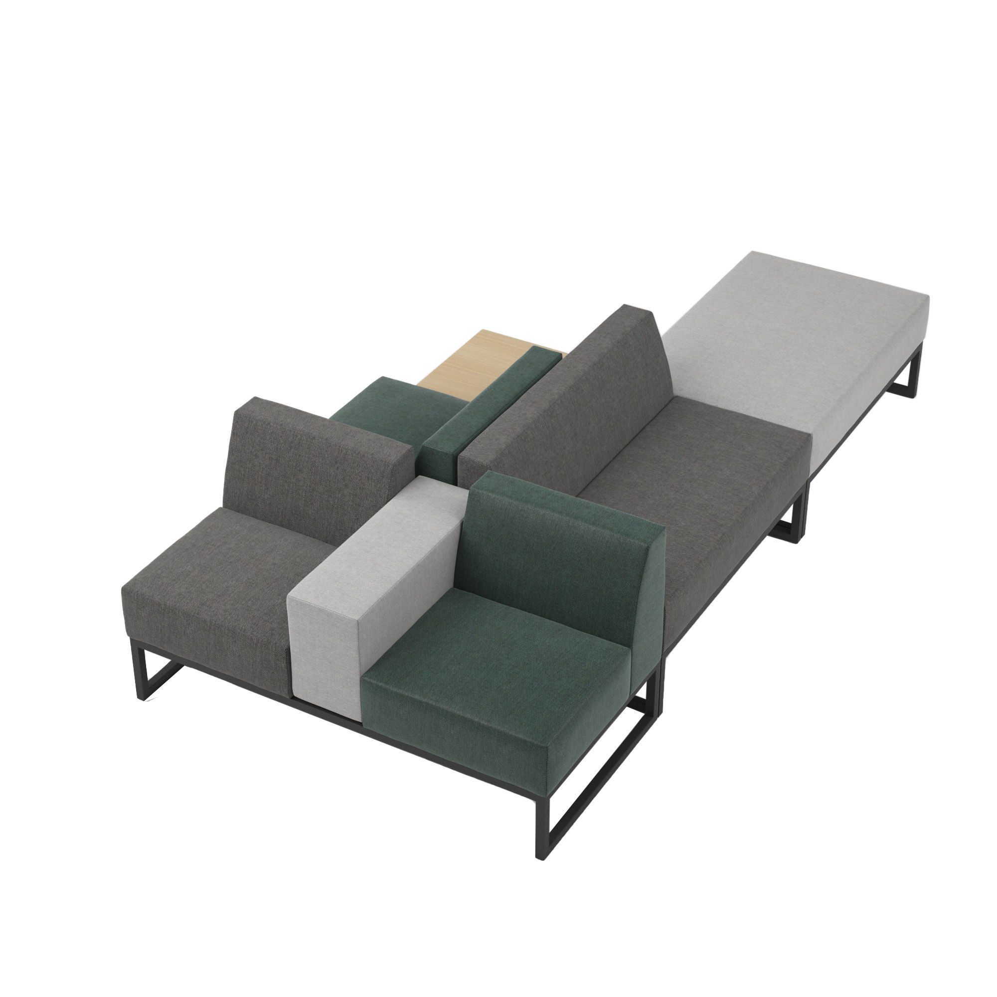 Brick modular Island sofa 3D model_4