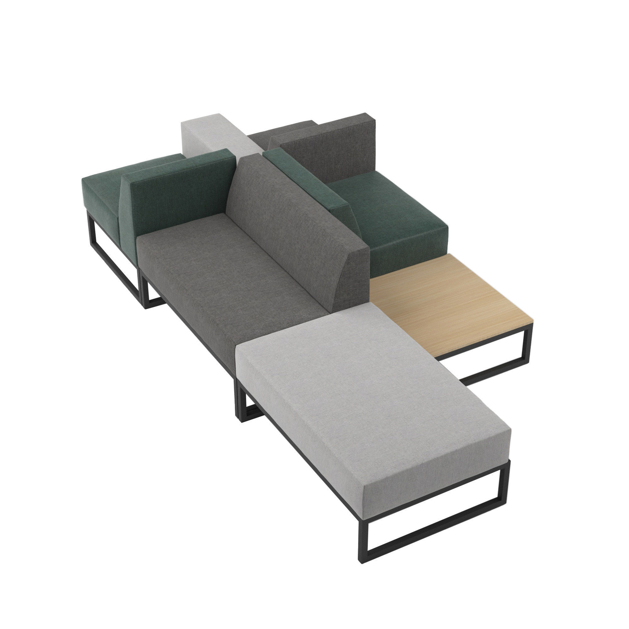 Brick modular Island sofa 3D model_5