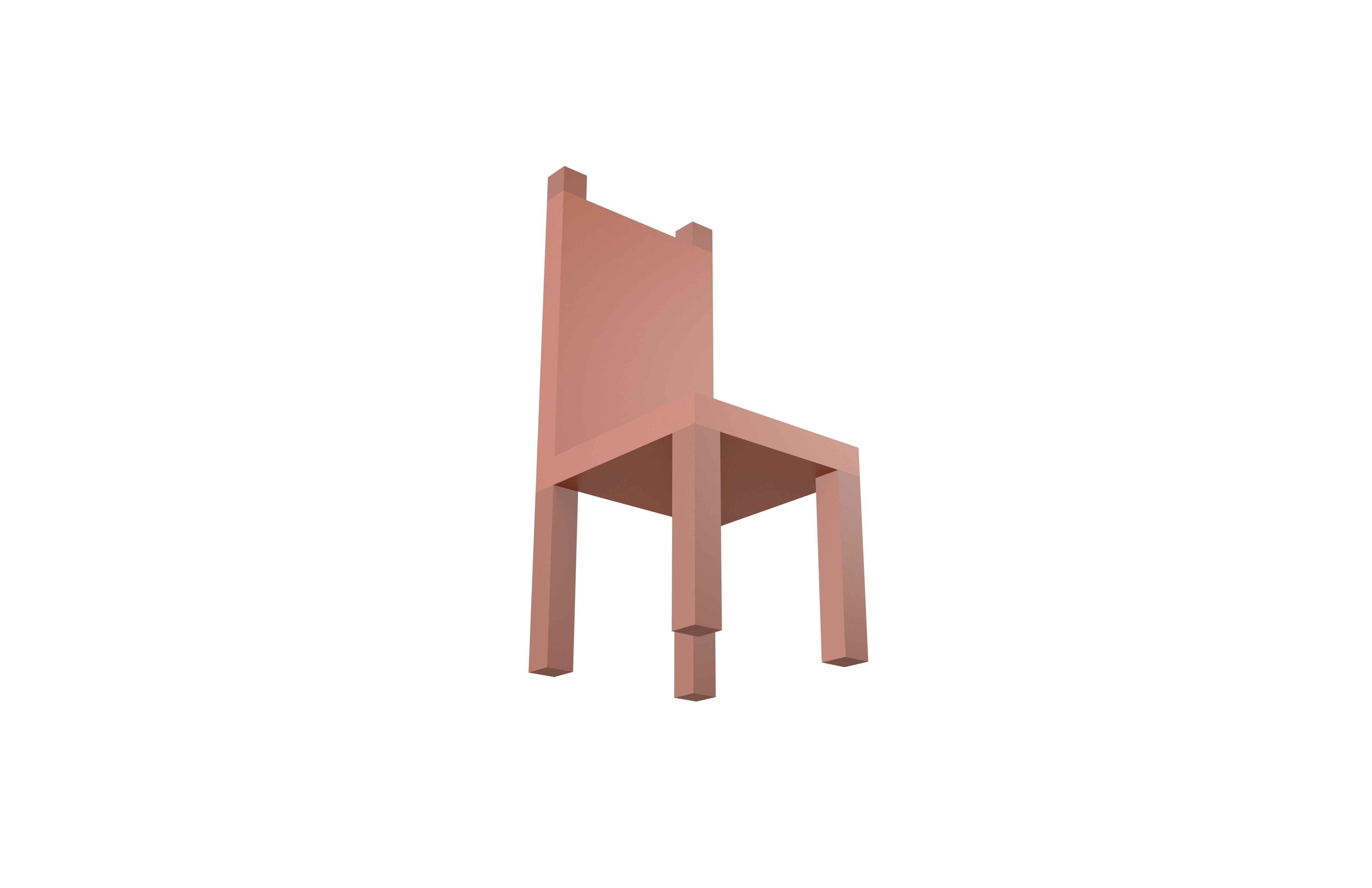 Voxel Chair v1 001 Low-poly 3D model_1