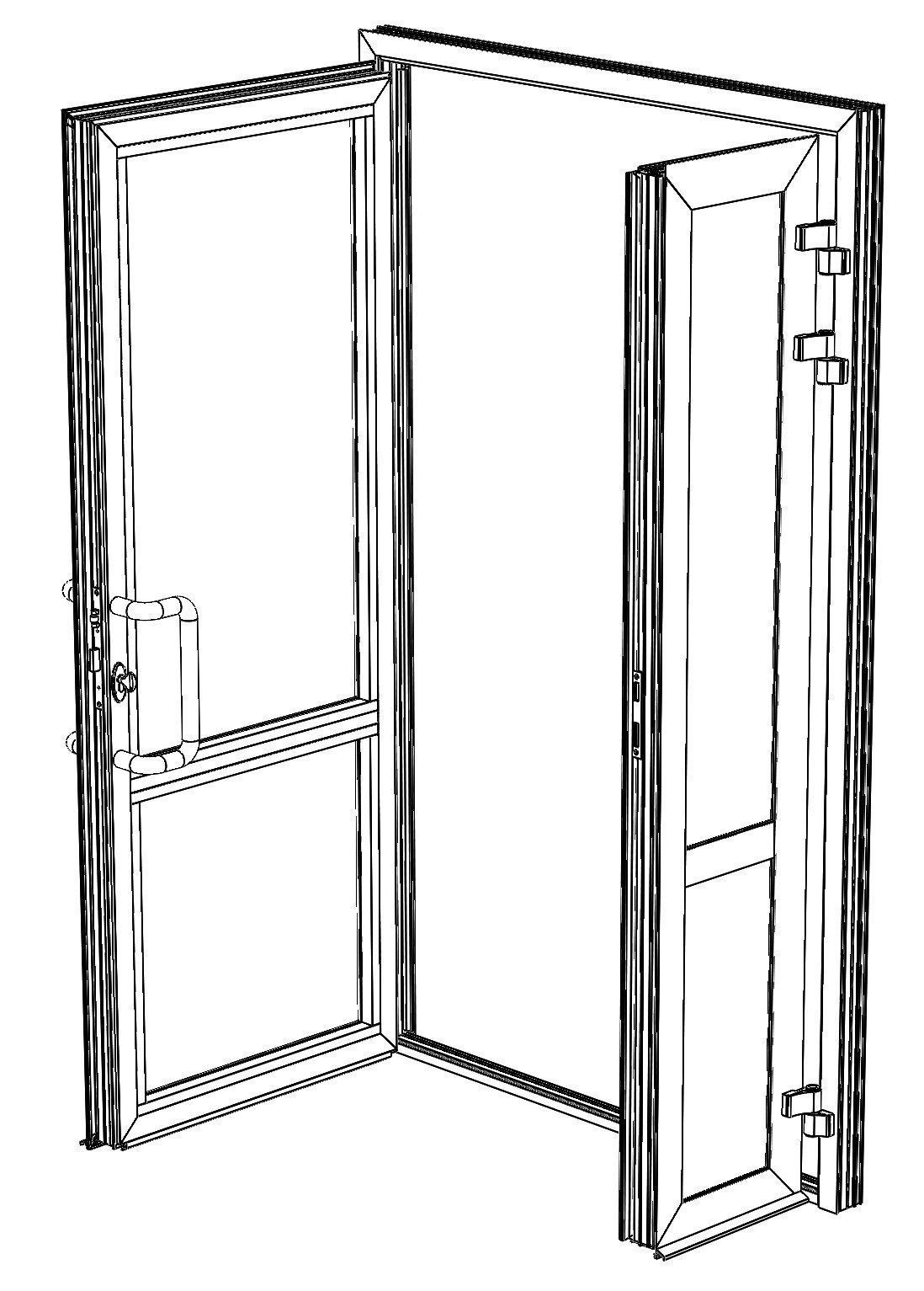 Aluminum doors ALT W72 3D model_10