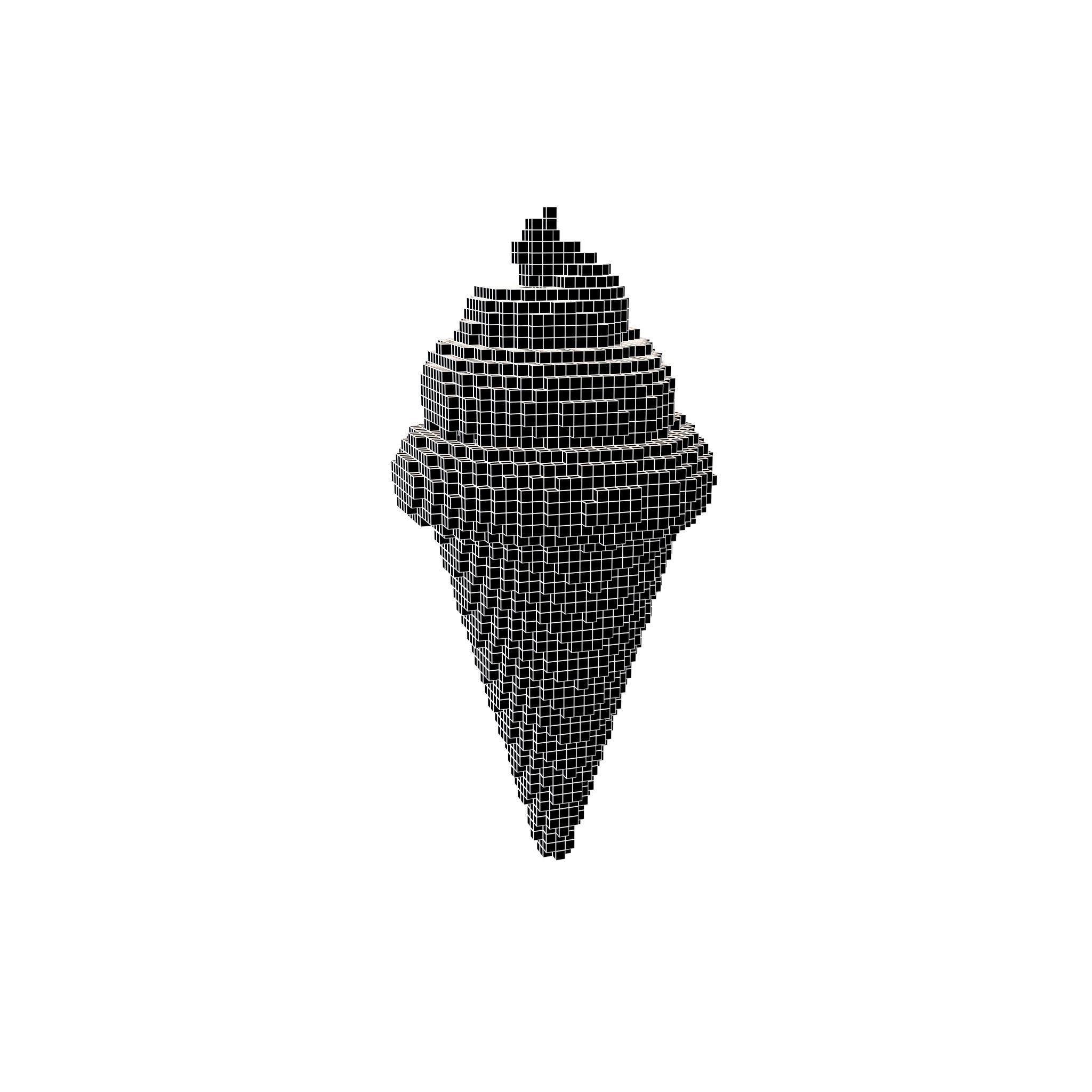 Voxel Ice Cream Cone v1 004 Low-poly 3D model_5