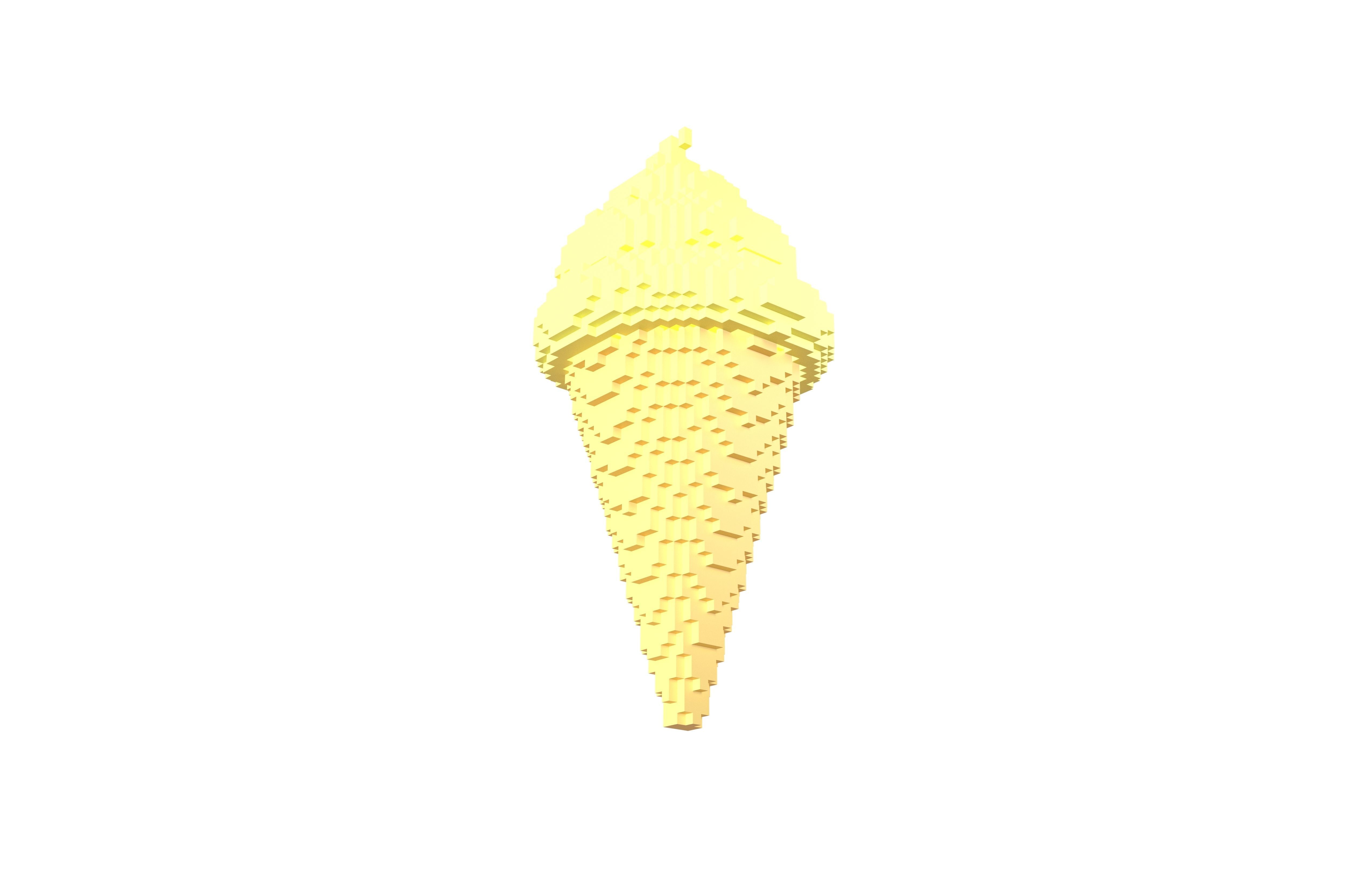 Voxel Ice Cream Cone v1 004 Low-poly 3D model_3