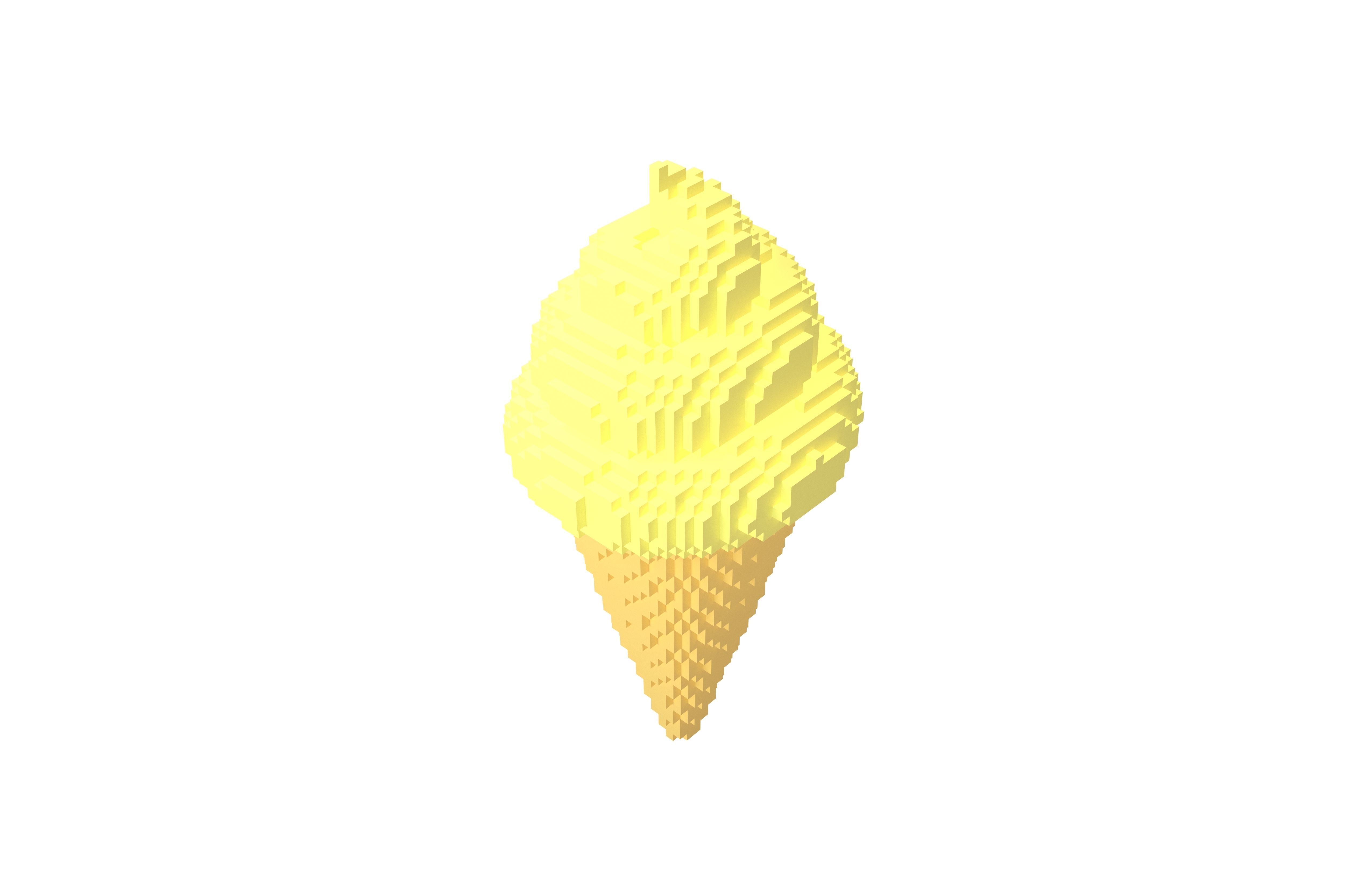 Voxel Ice Cream Cone v1 004 Low-poly 3D model_2