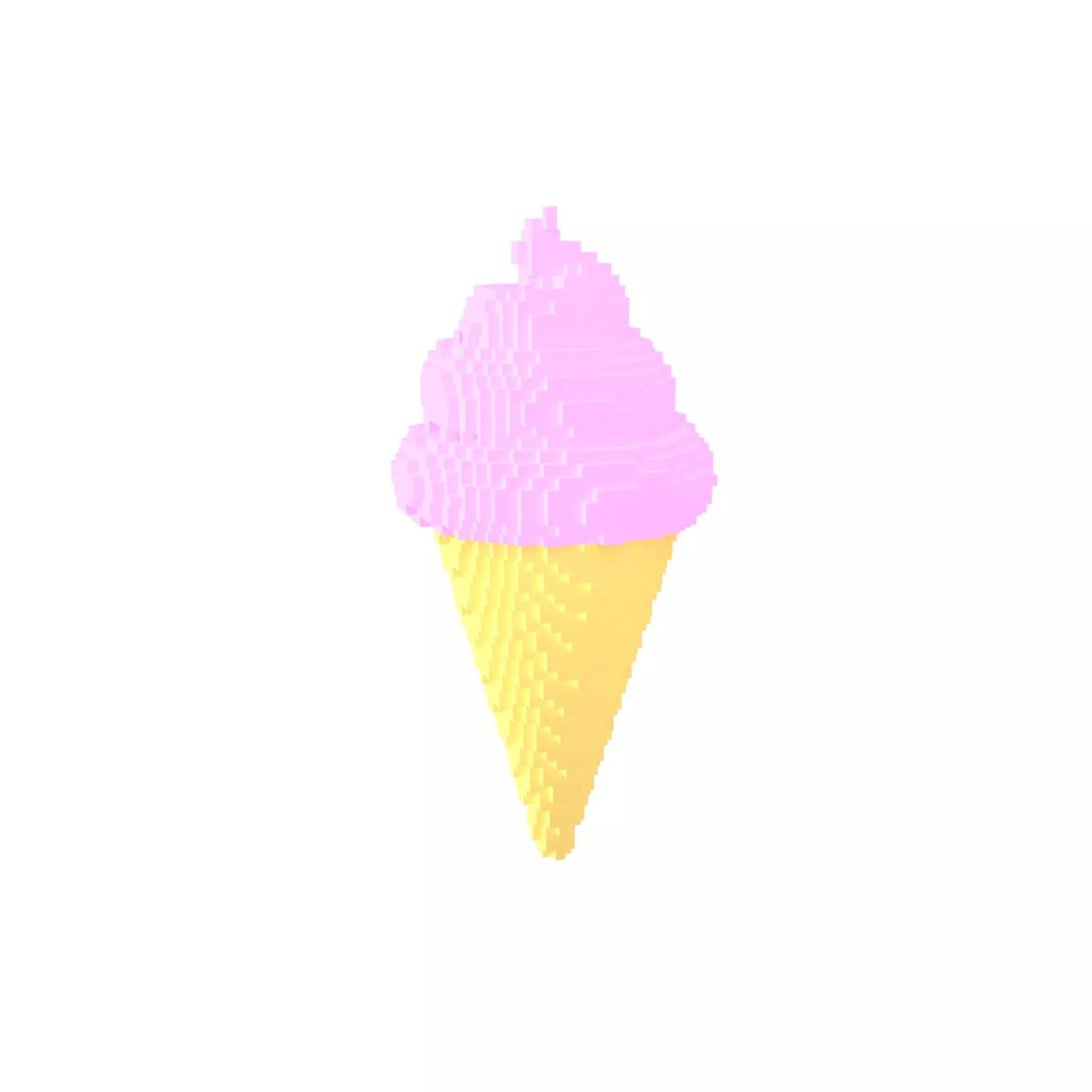 Voxel Ice Cream Cone v1 005 Low-poly 3D model_0