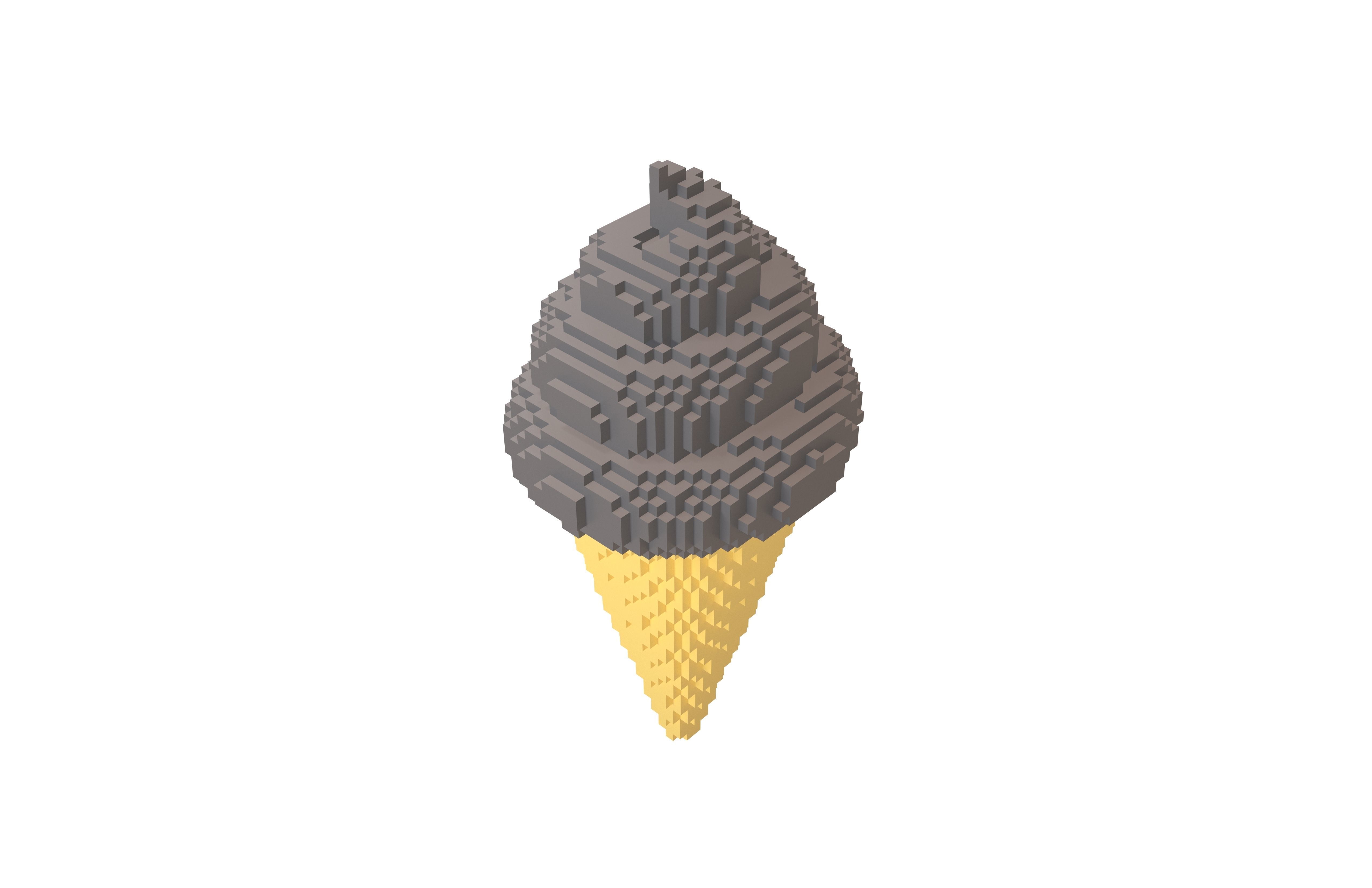 Voxel Ice Cream Cone v1 007 Low-poly 3D model_2