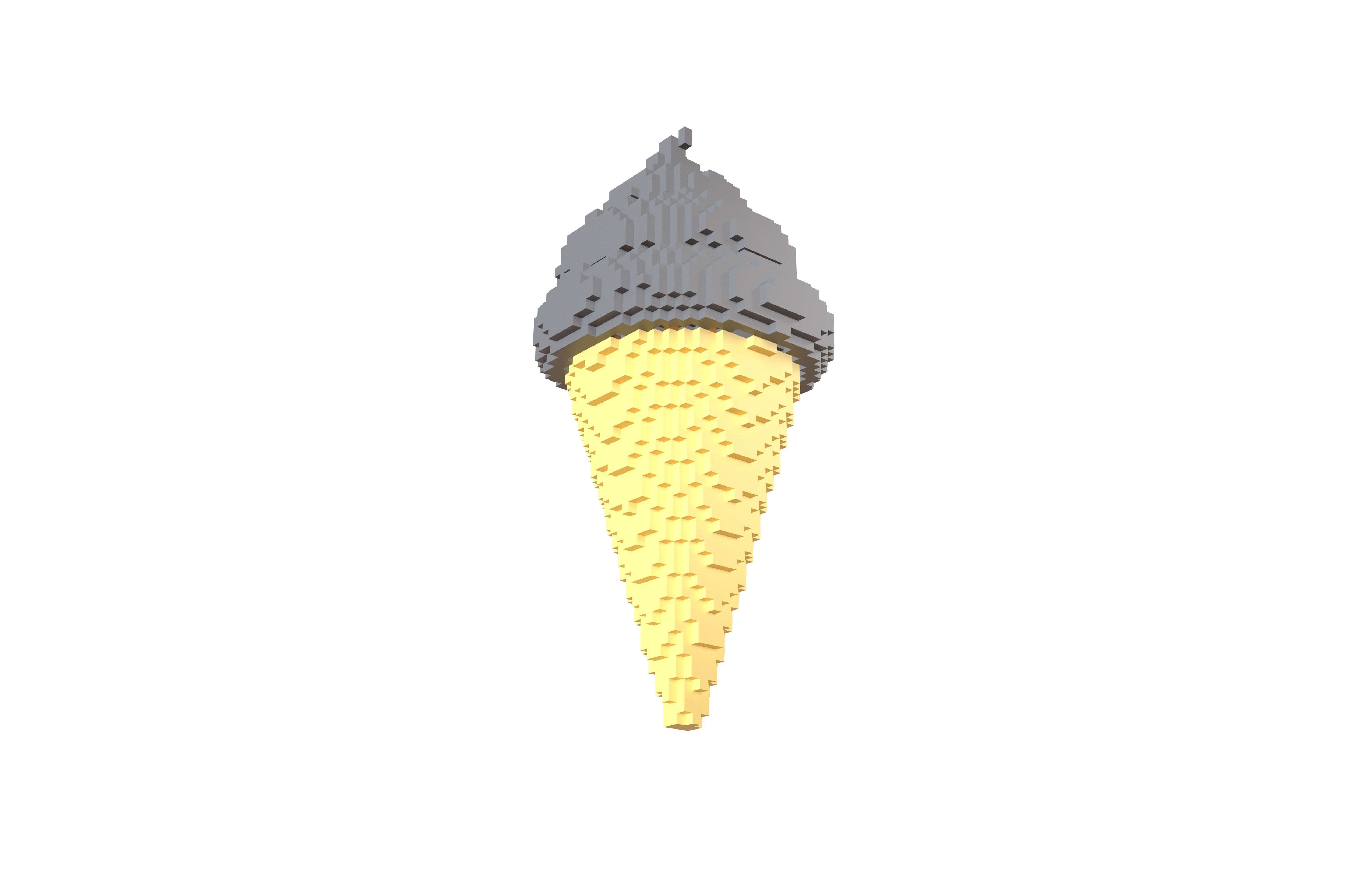 Voxel Ice Cream Cone v1 007 Low-poly 3D model_3