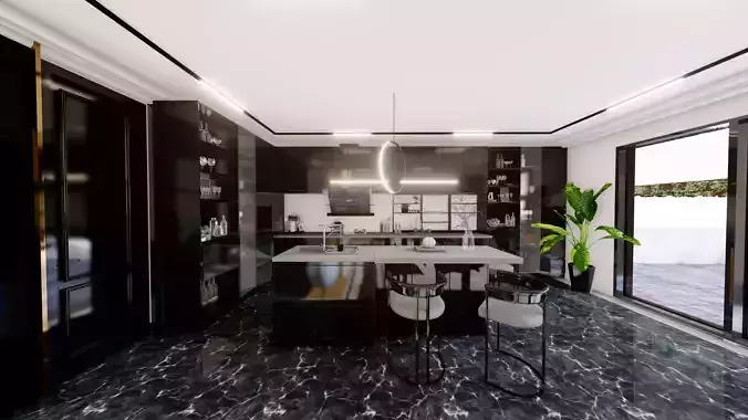 villa-house-interior house with roof 3D model