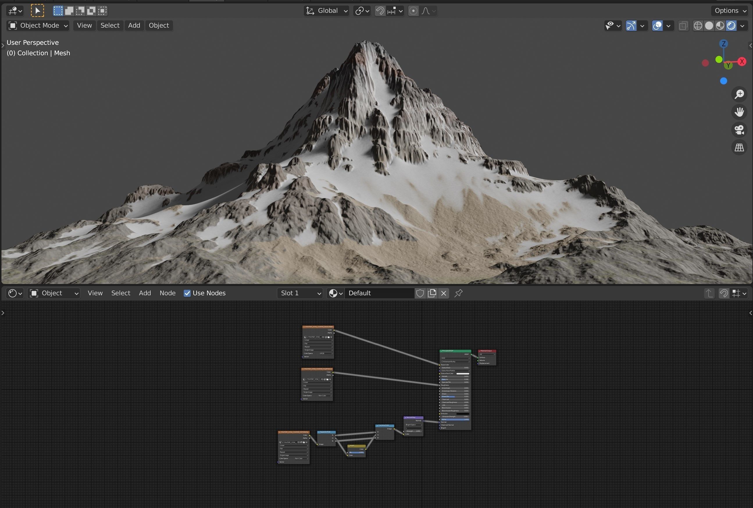 Snow covered mountain Low-poly 3D model_11