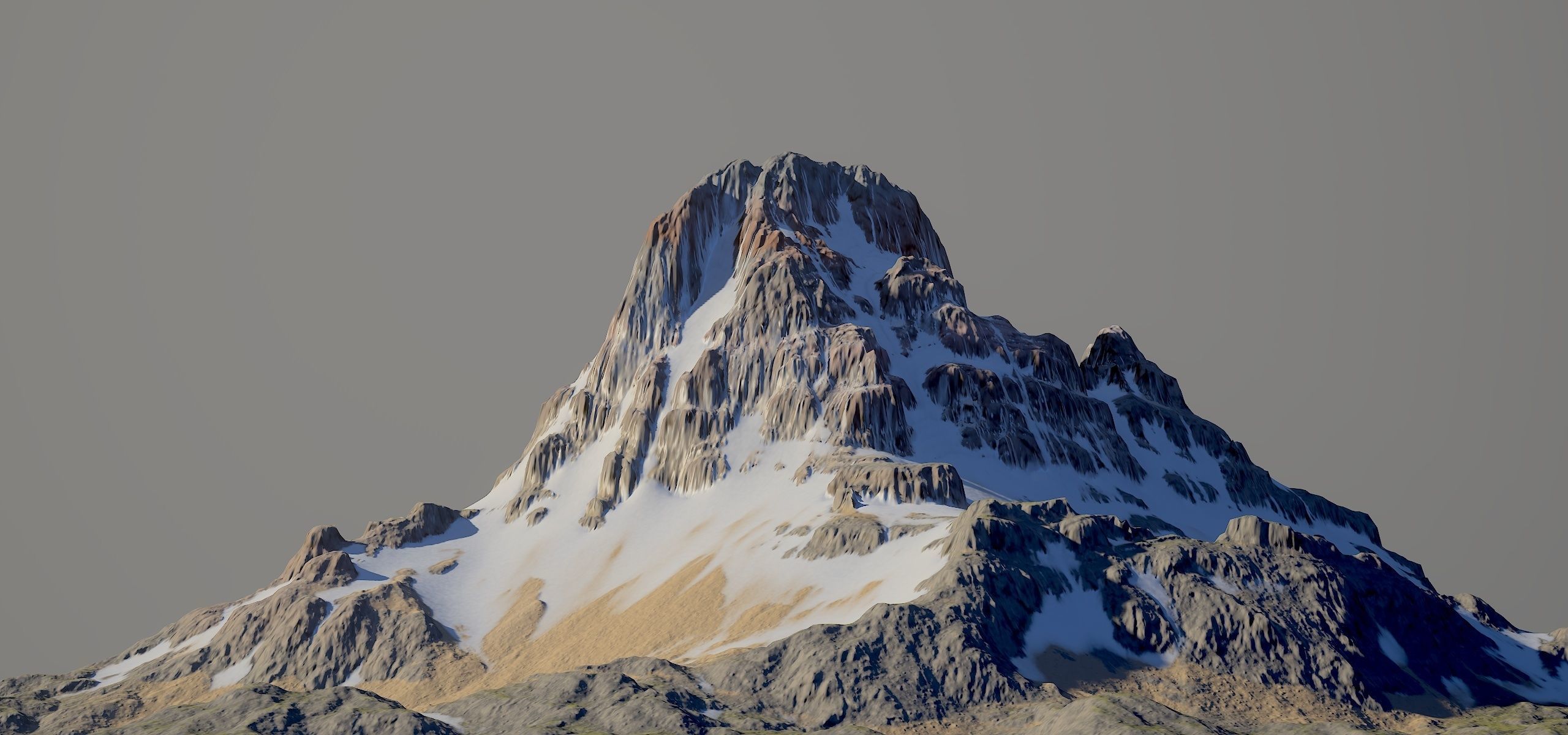 Snow covered mountain Low-poly 3D model_1