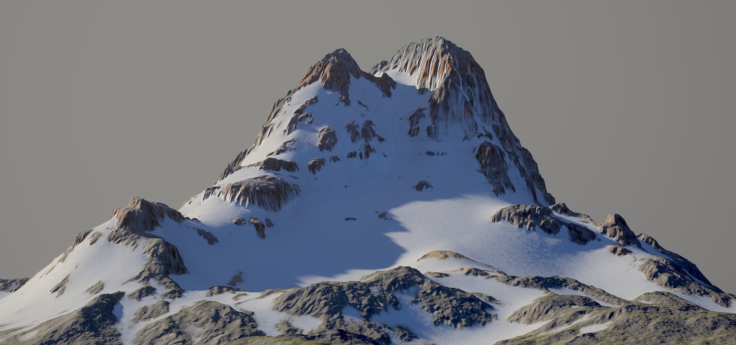 Snow covered mountain Low-poly 3D model_4