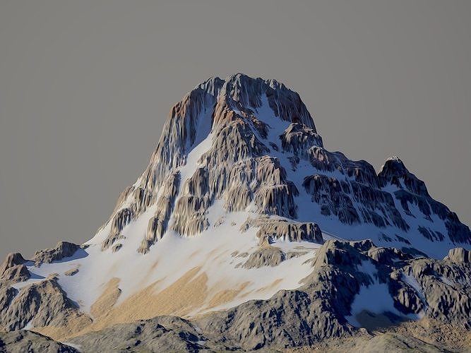 Snow covered mountain Low-poly 3D model