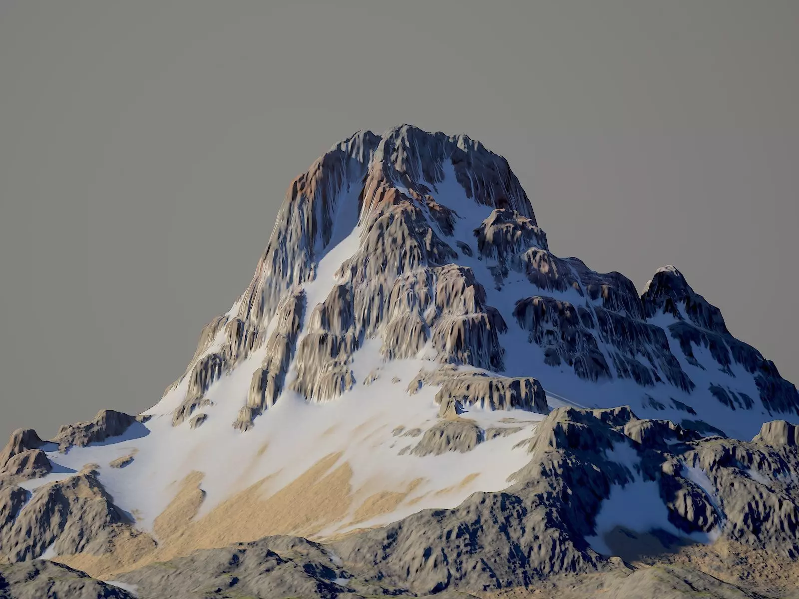 Snow covered mountain Low-poly 3D model_0
