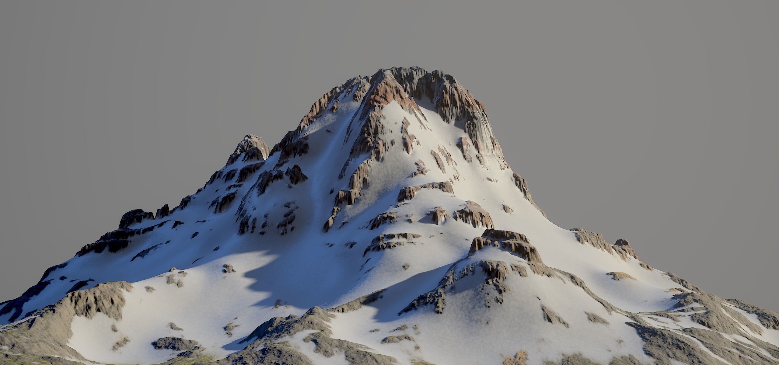 Snow covered mountain Low-poly 3D model_5