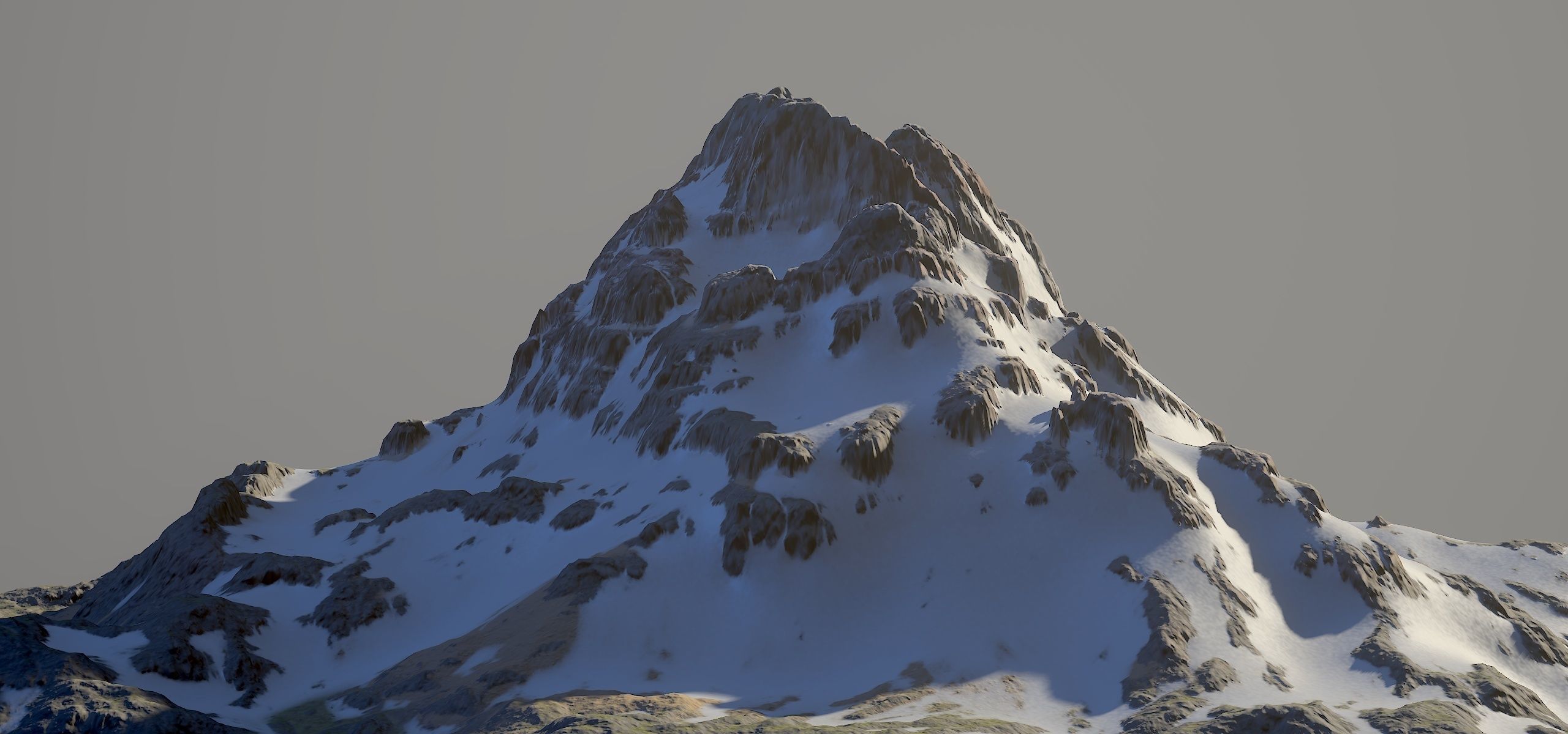 Snow covered mountain Low-poly 3D model_8