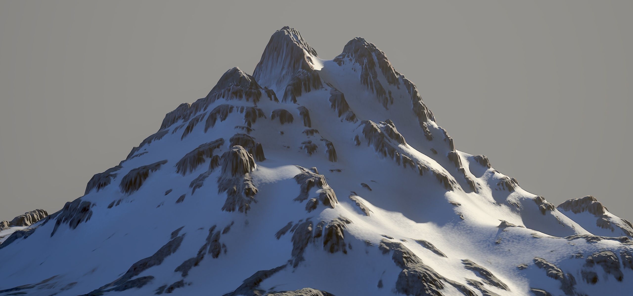 Snow covered mountain Low-poly 3D model_6