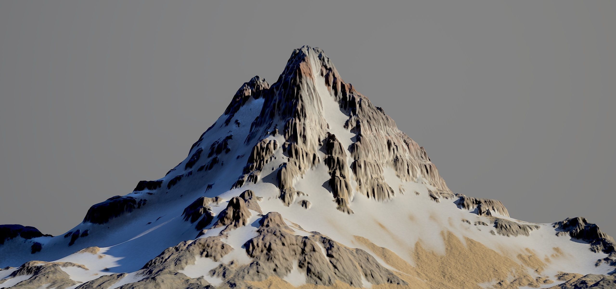 Snow covered mountain Low-poly 3D model_2