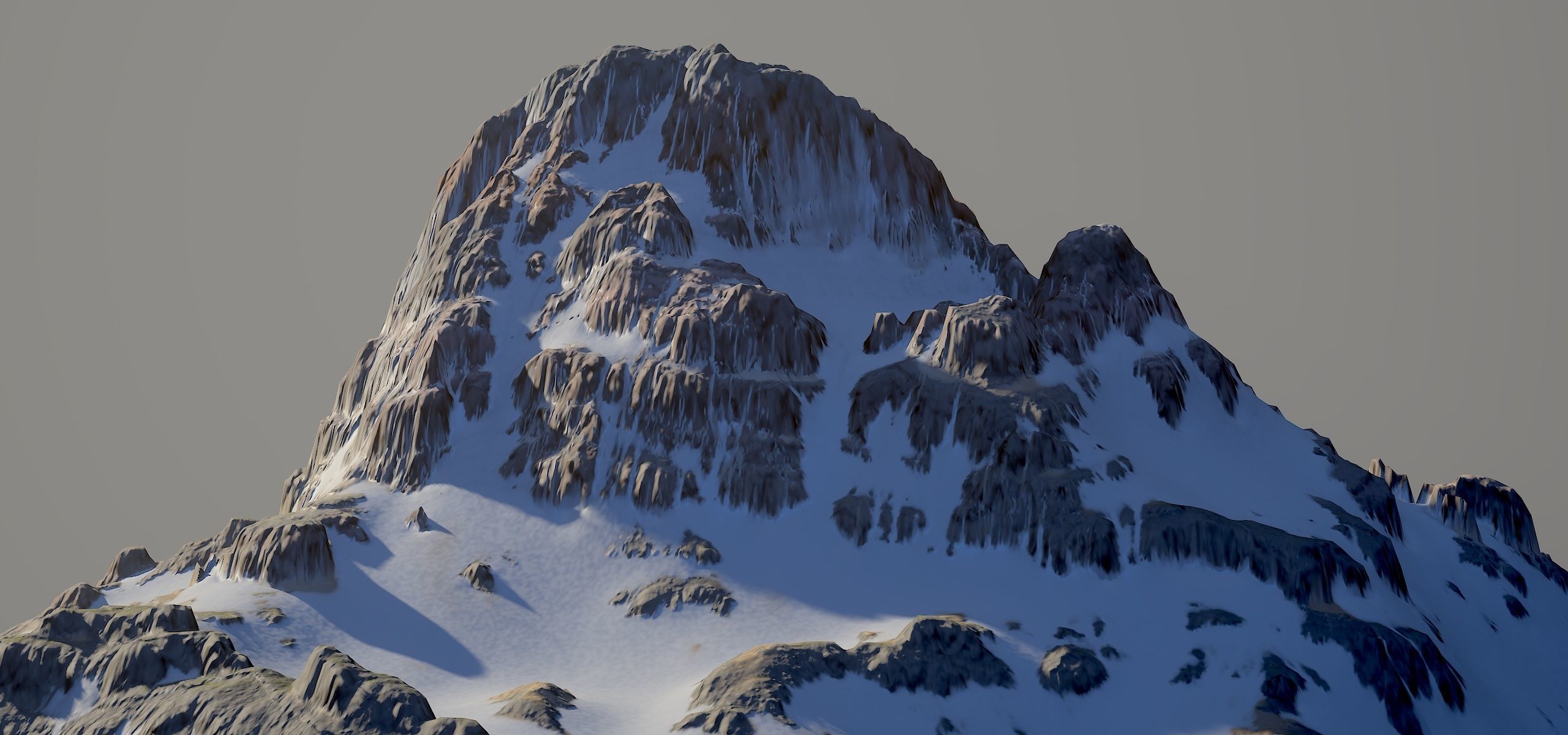 Snow covered mountain Low-poly 3D model_9