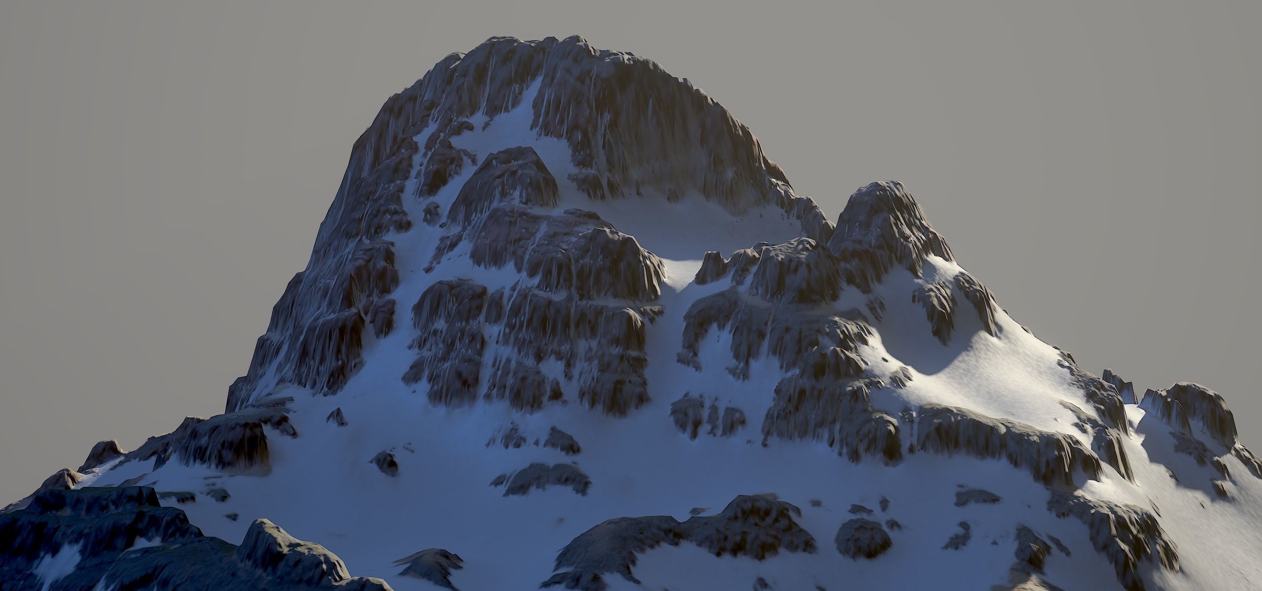 Snow covered mountain Low-poly 3D model_10